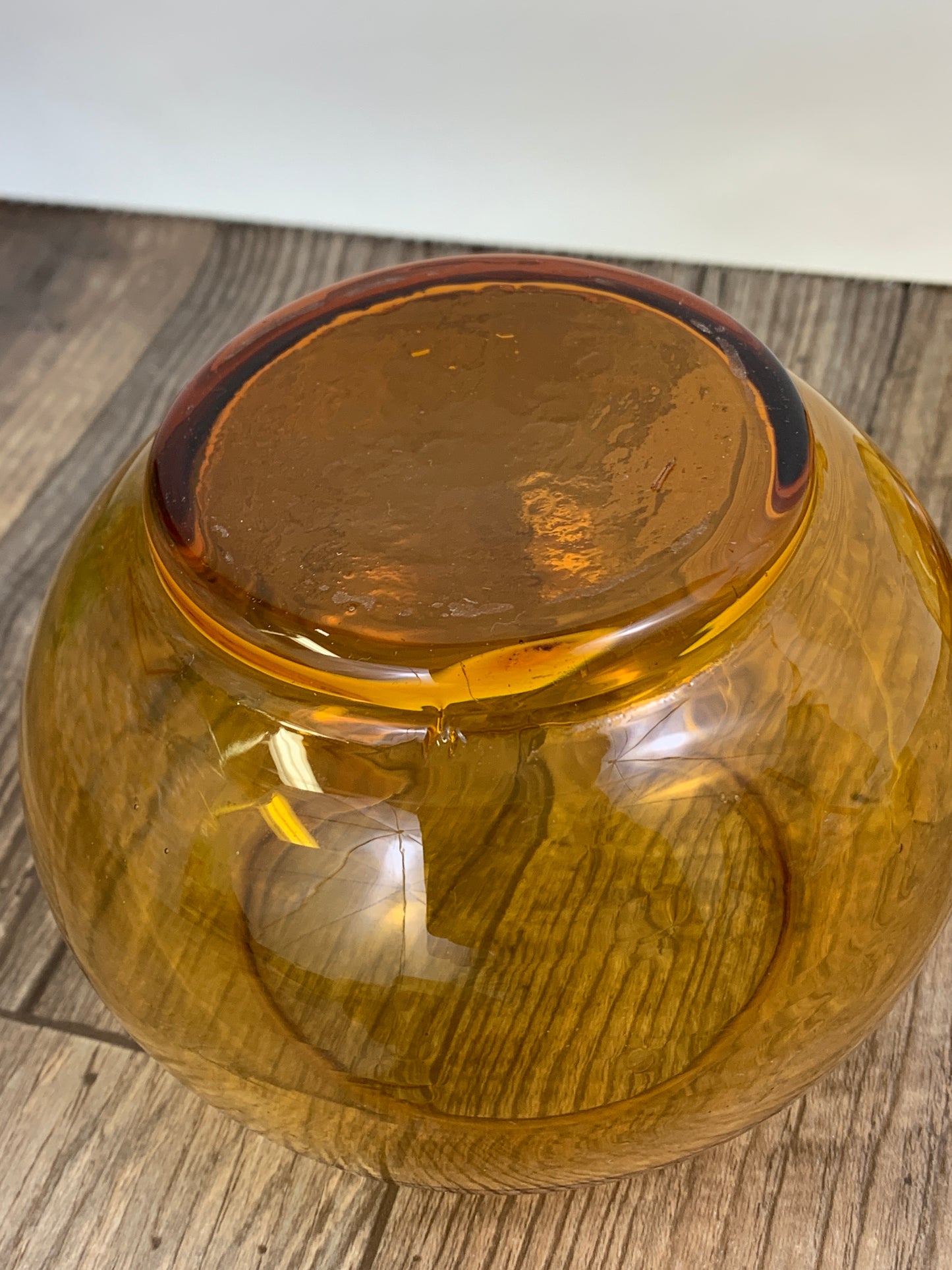Blown Glass MCM Lidded Dish Empoli lidded Candy Dish Amber Candy Jar