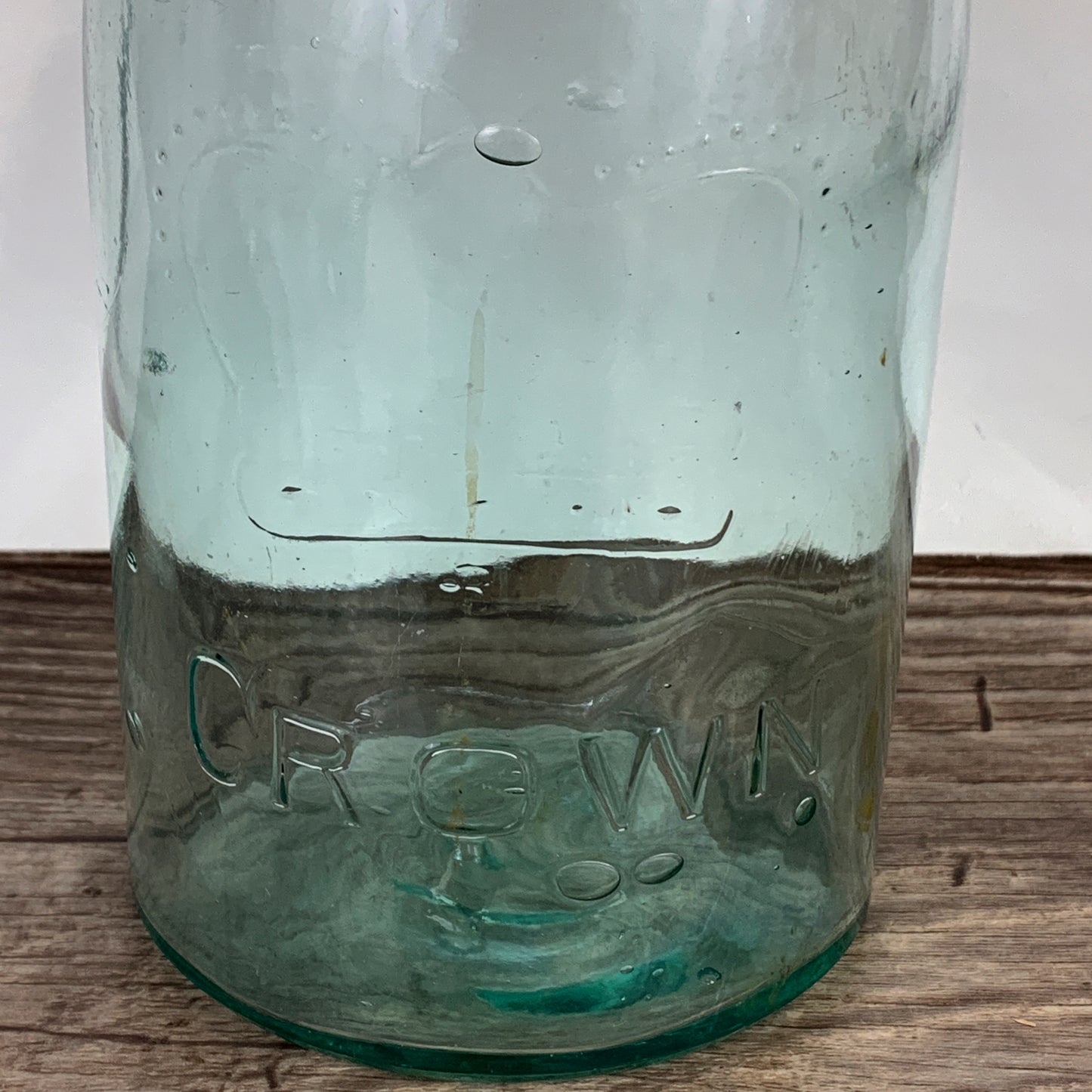 Extra Large Green Tint Crown Canning Jar. Vintage Farm House Kitchen Storage, Antique Canning Jar