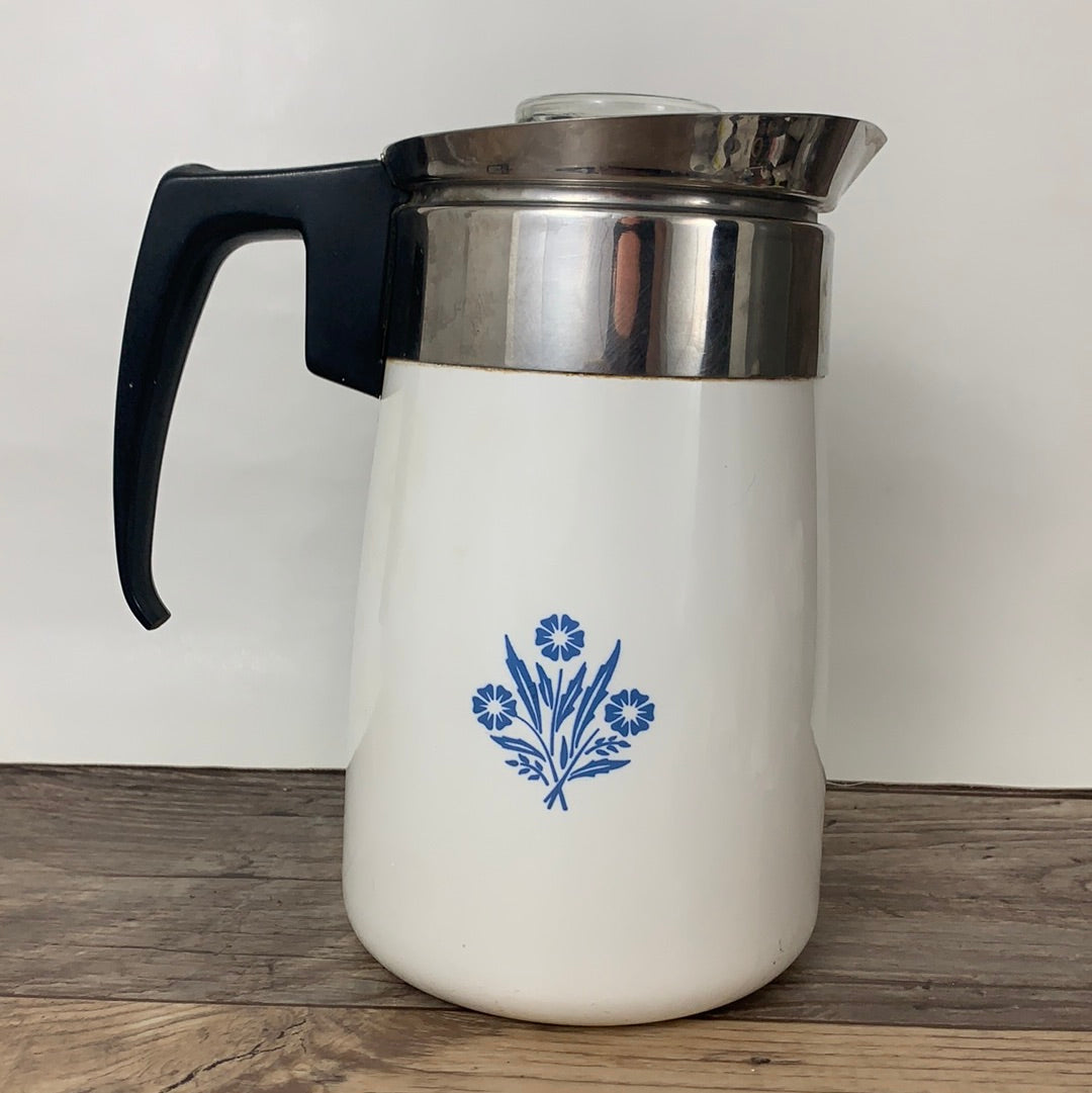 Vintage Coffee Percolator, Blue Cornflower Coring Ware Vintage Percolator