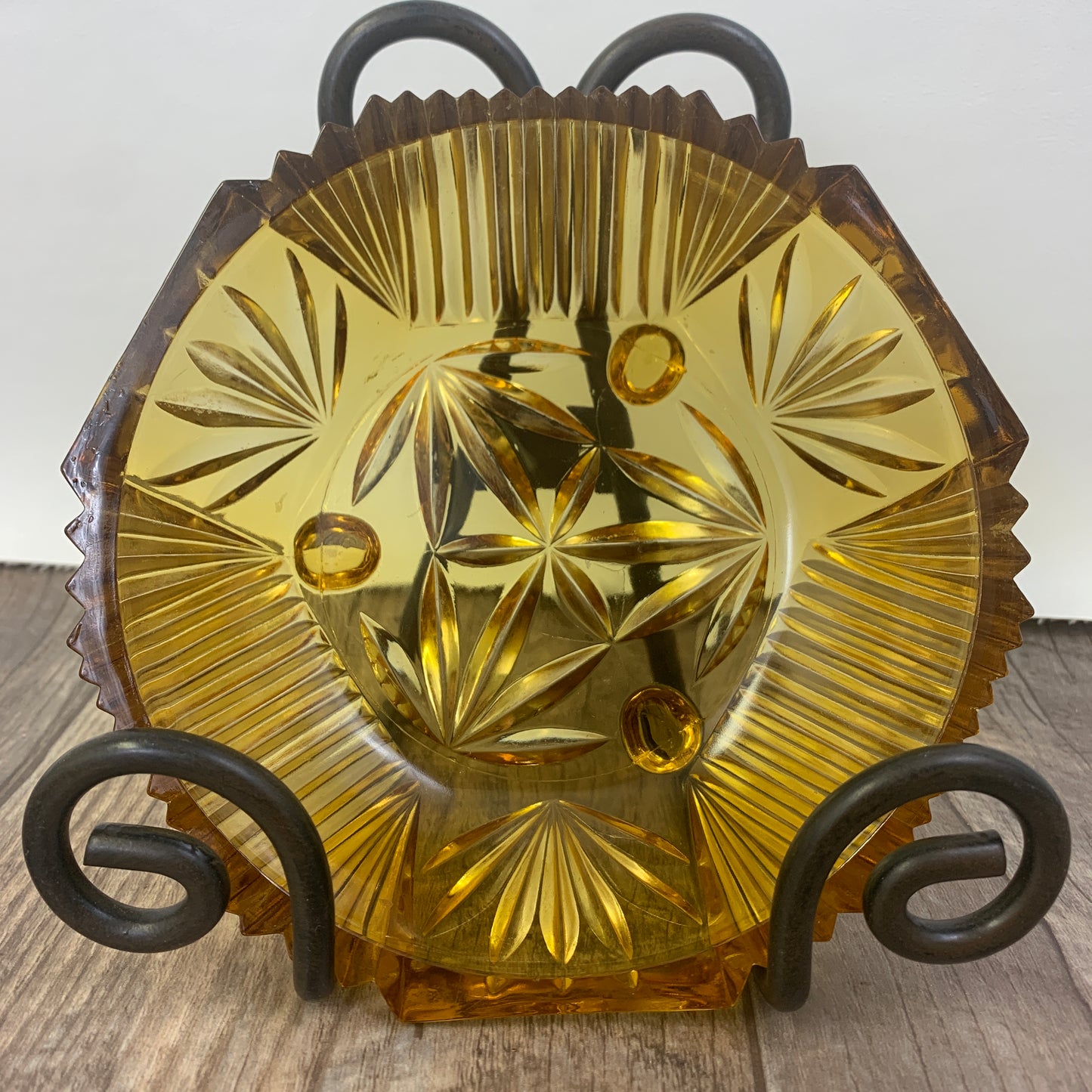 Amber Glass Bowl, Vintage Pressed Glass Serving Bowl, Vintage Home