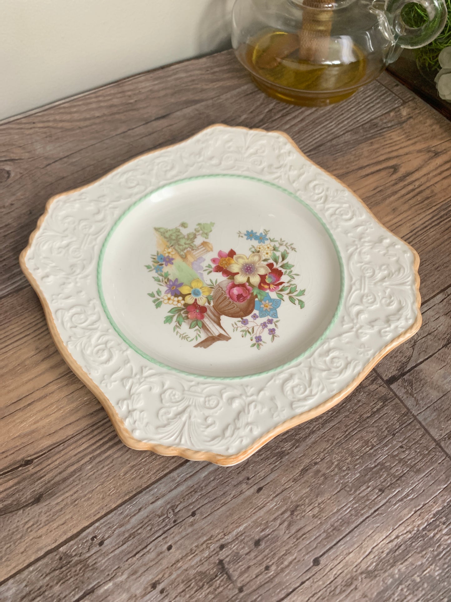 Royal Winton Antique China Plate with Raised Design Floral Pattern