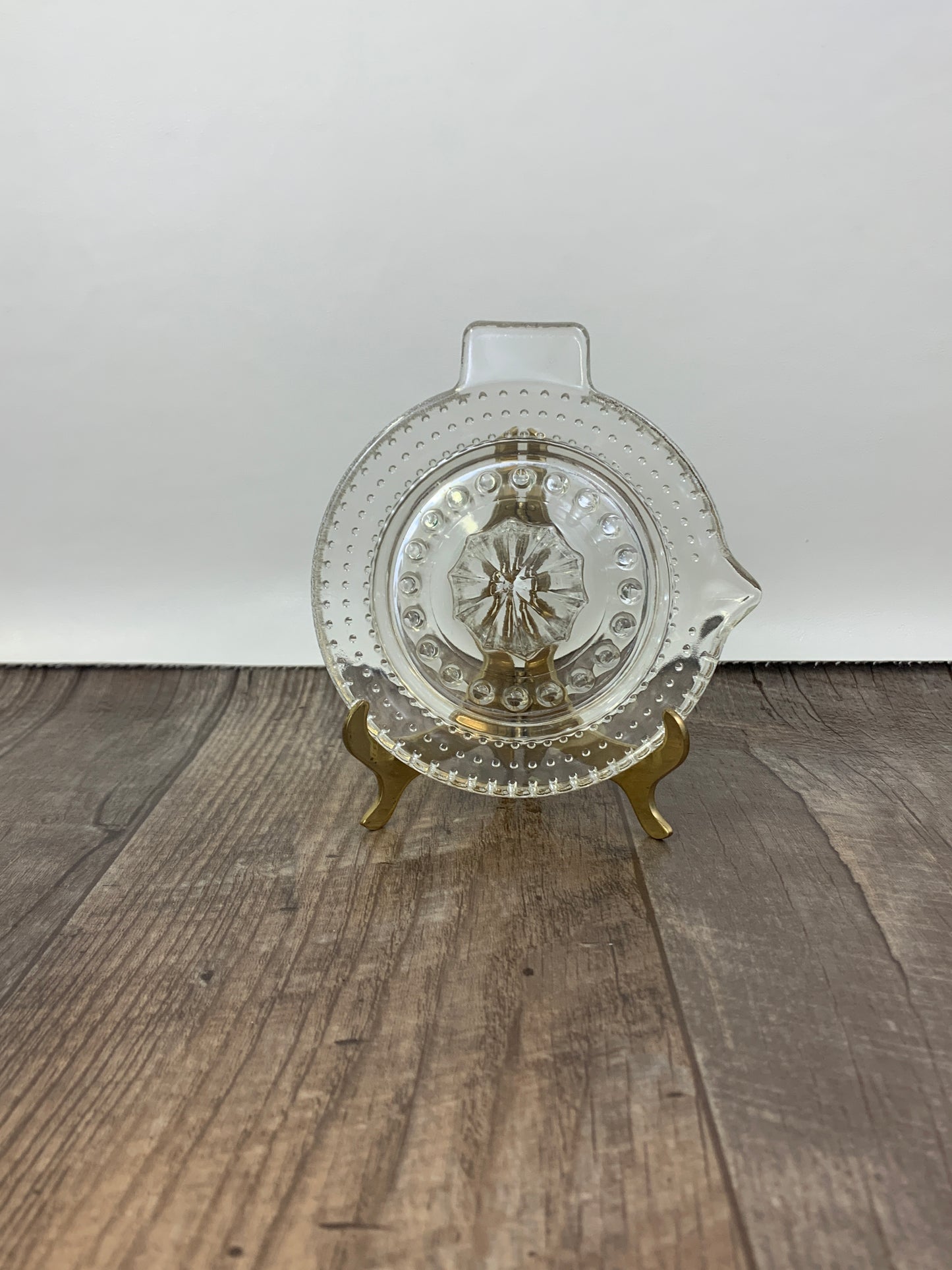 Small Clear Glass Juice Press with Hobnail Pattern Vintage Citrus Reamer Vintage Kitchen