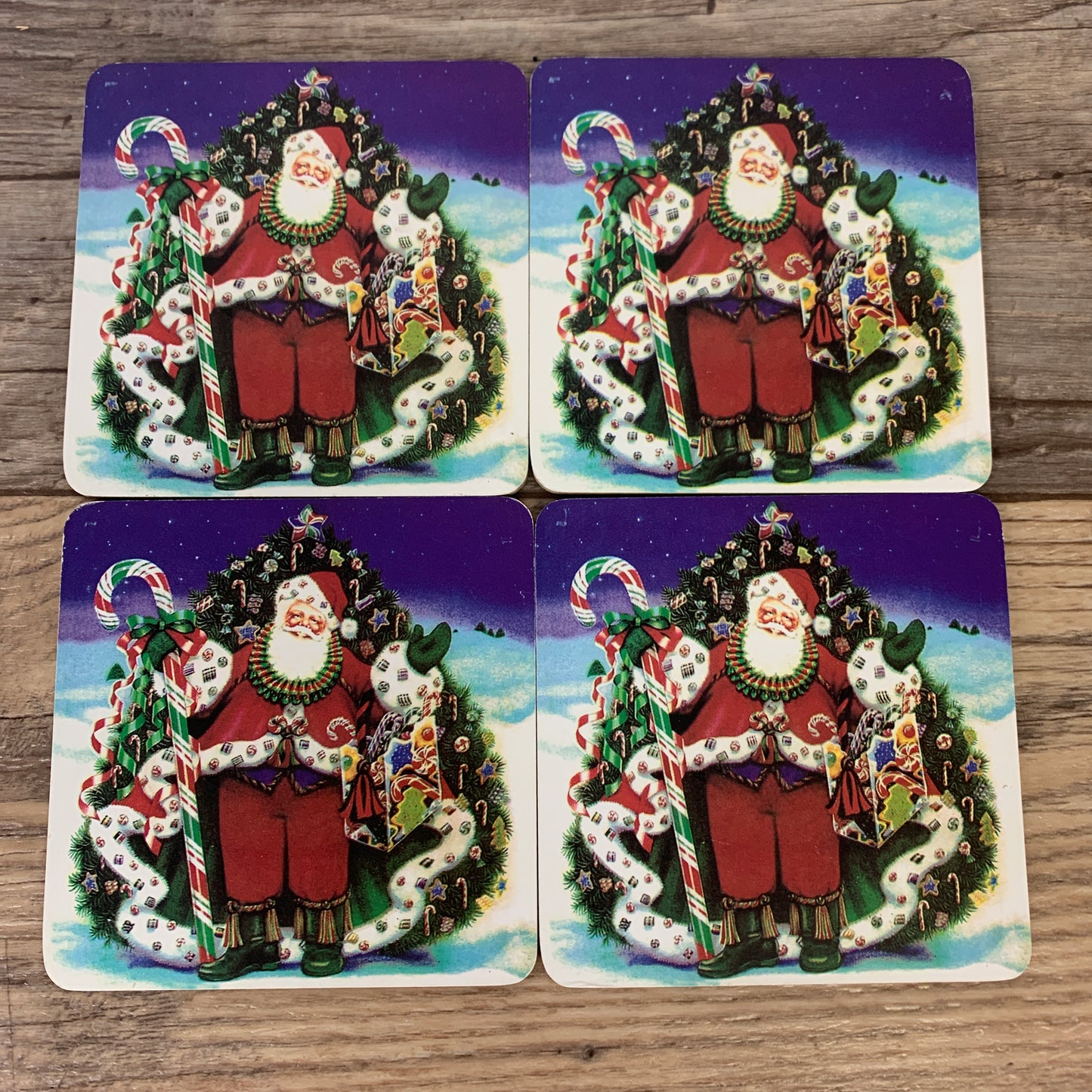 Santa Coasters with Cork Backing set of 4