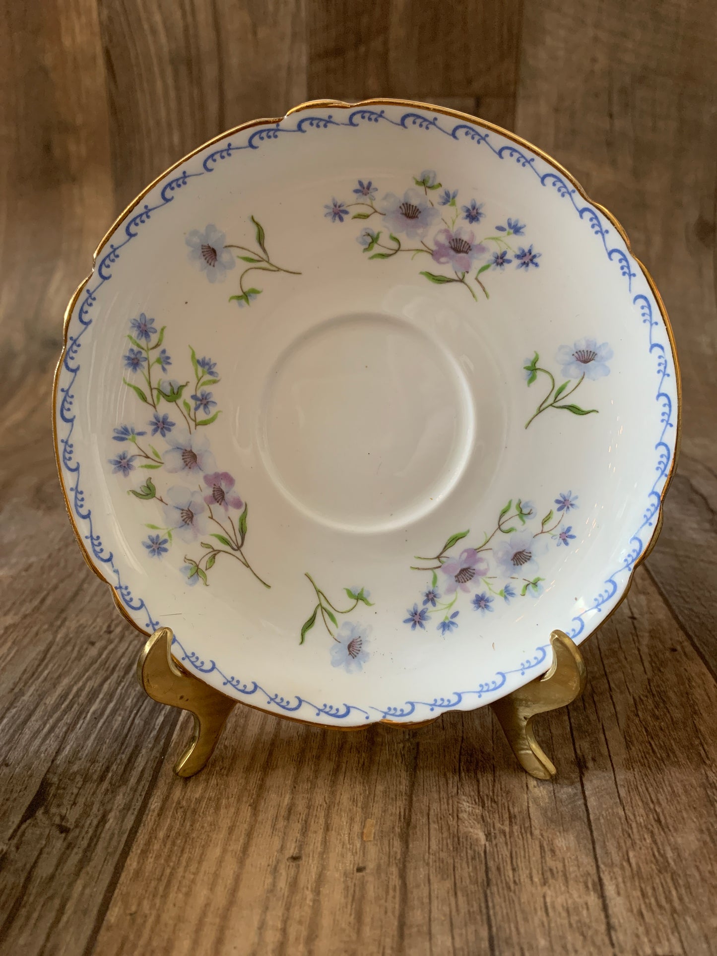 Shelley Bone China Blue Rock Teacup and Saucer