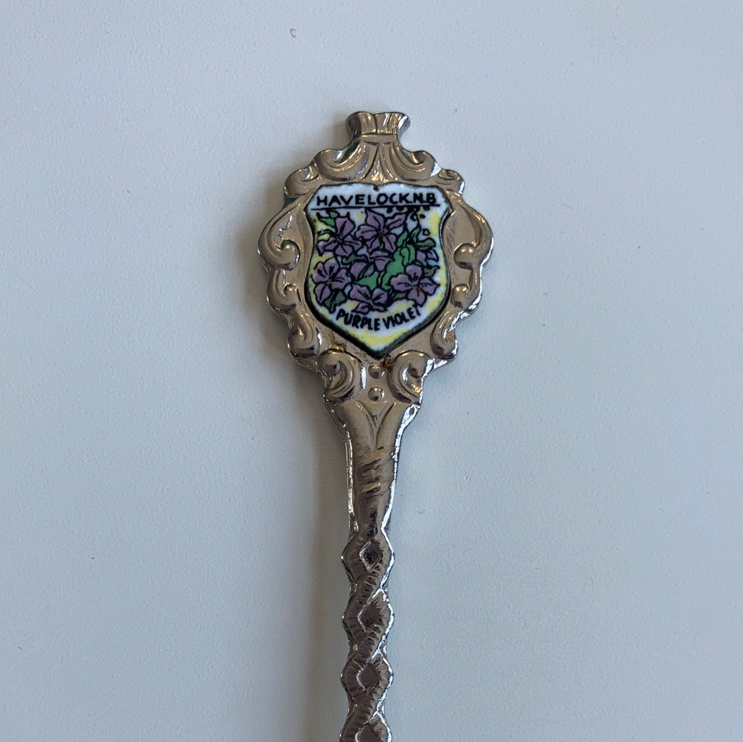 Havelock New Brunswick Canada with Purple Violets Collectible Vintage Souvenir Spoon