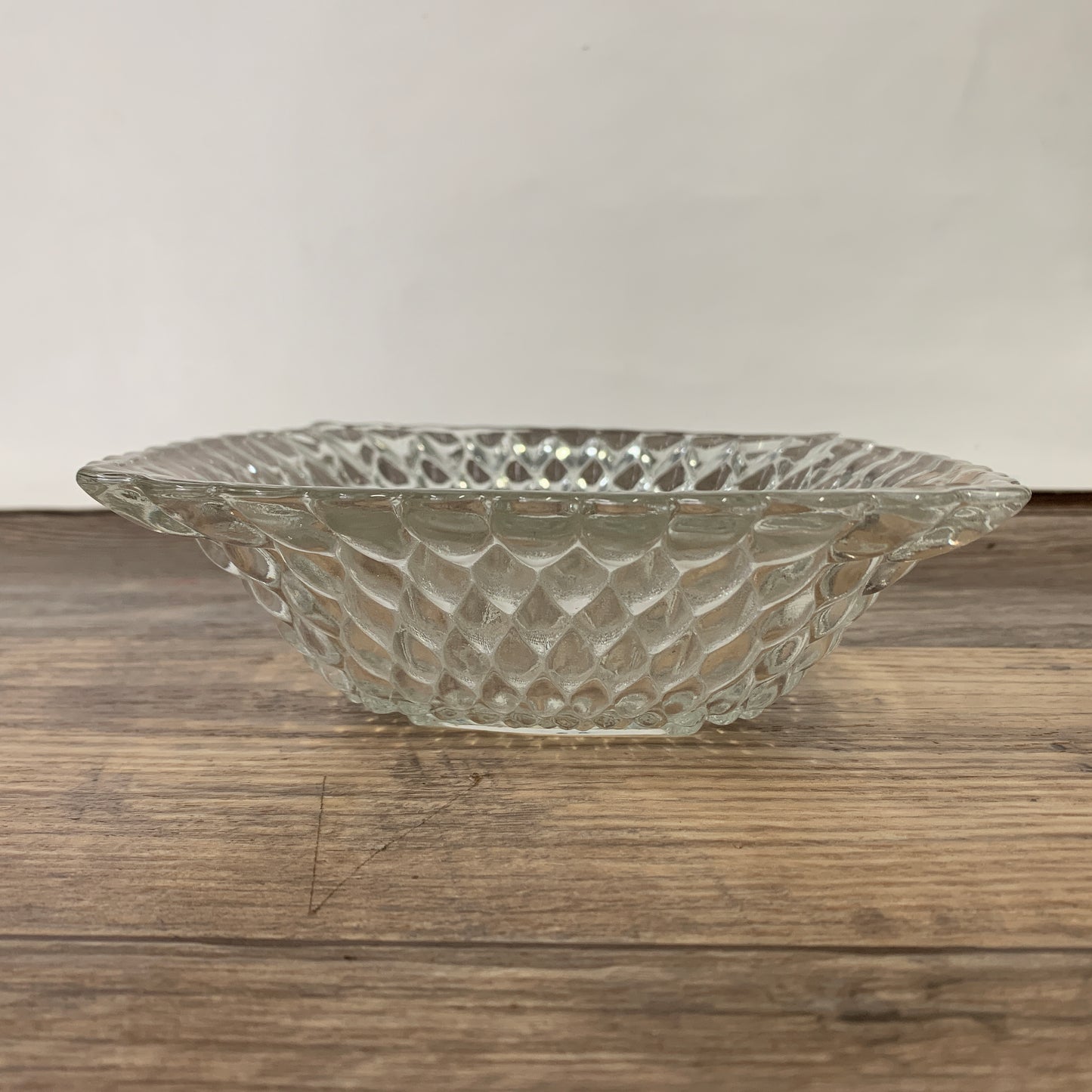 Vintage Anchor Hocking Square Bowl with Fish Scale Pattern