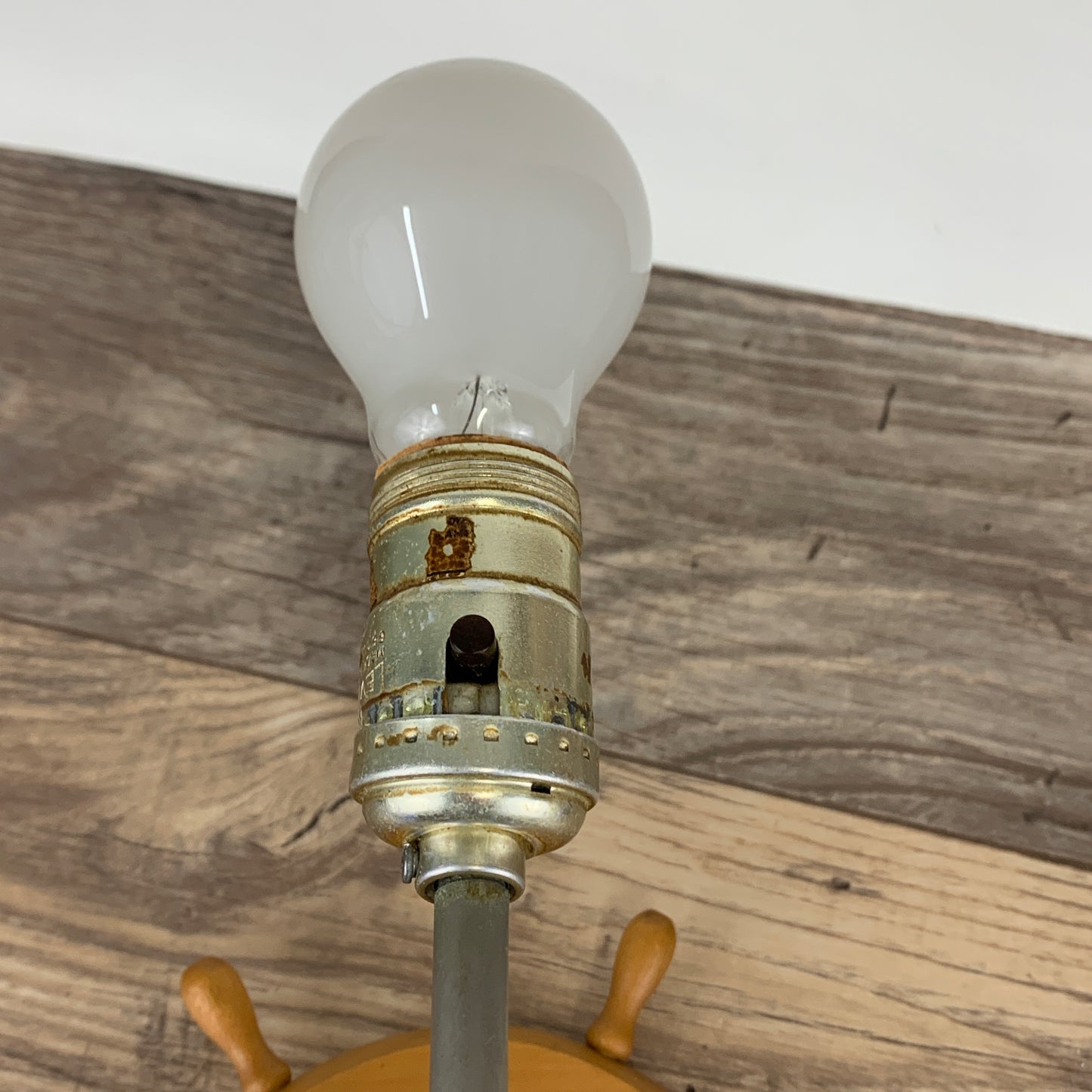 Ship's Wheel Vintage Lamp, Small Wooden Wall Lamp