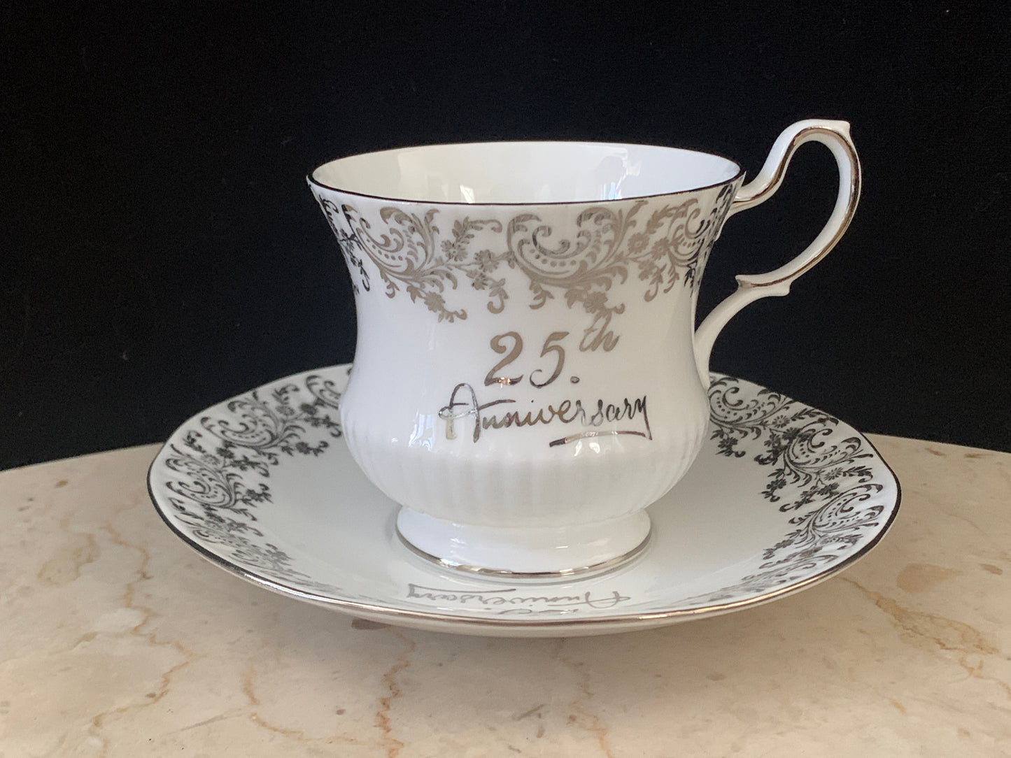 Silver Anniversary Tea Cup Queens China Vintage Teacup