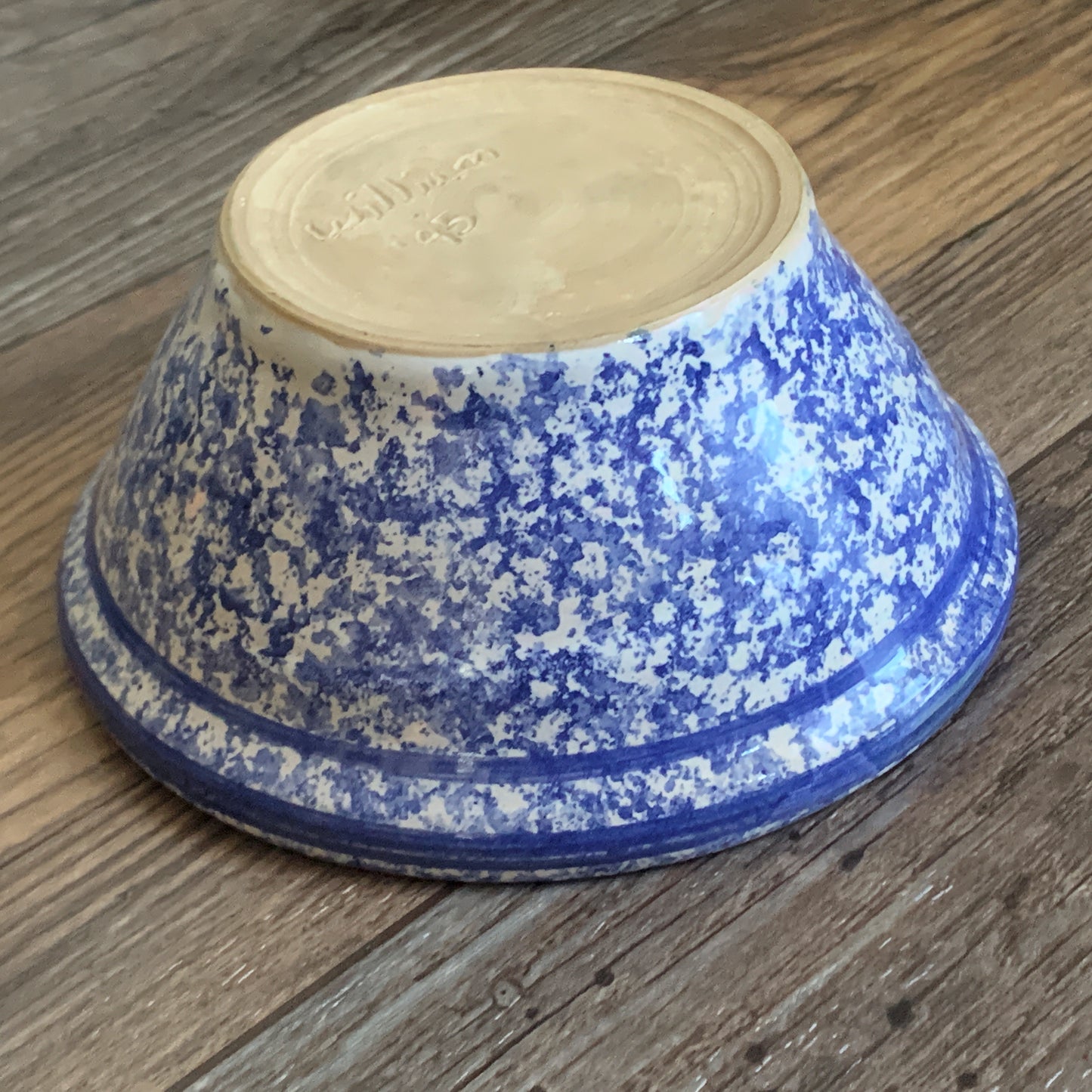 Small Blue and White Signed Pottery Bowl Vintage Farmhouse Decor Small Pottery Bowl
