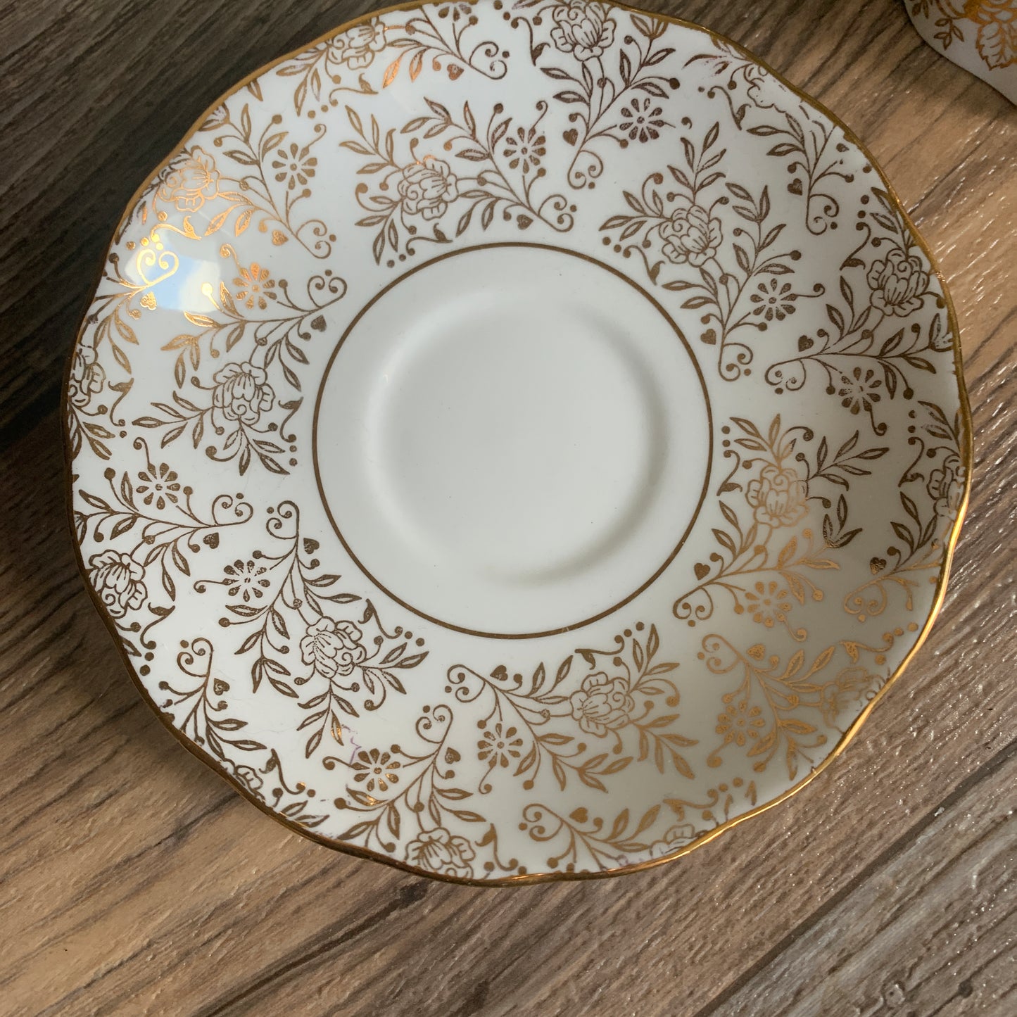 Golden Floral Vintage Queen Anne Teacup and Saucer, Slightly Mis Matched Tea Cup