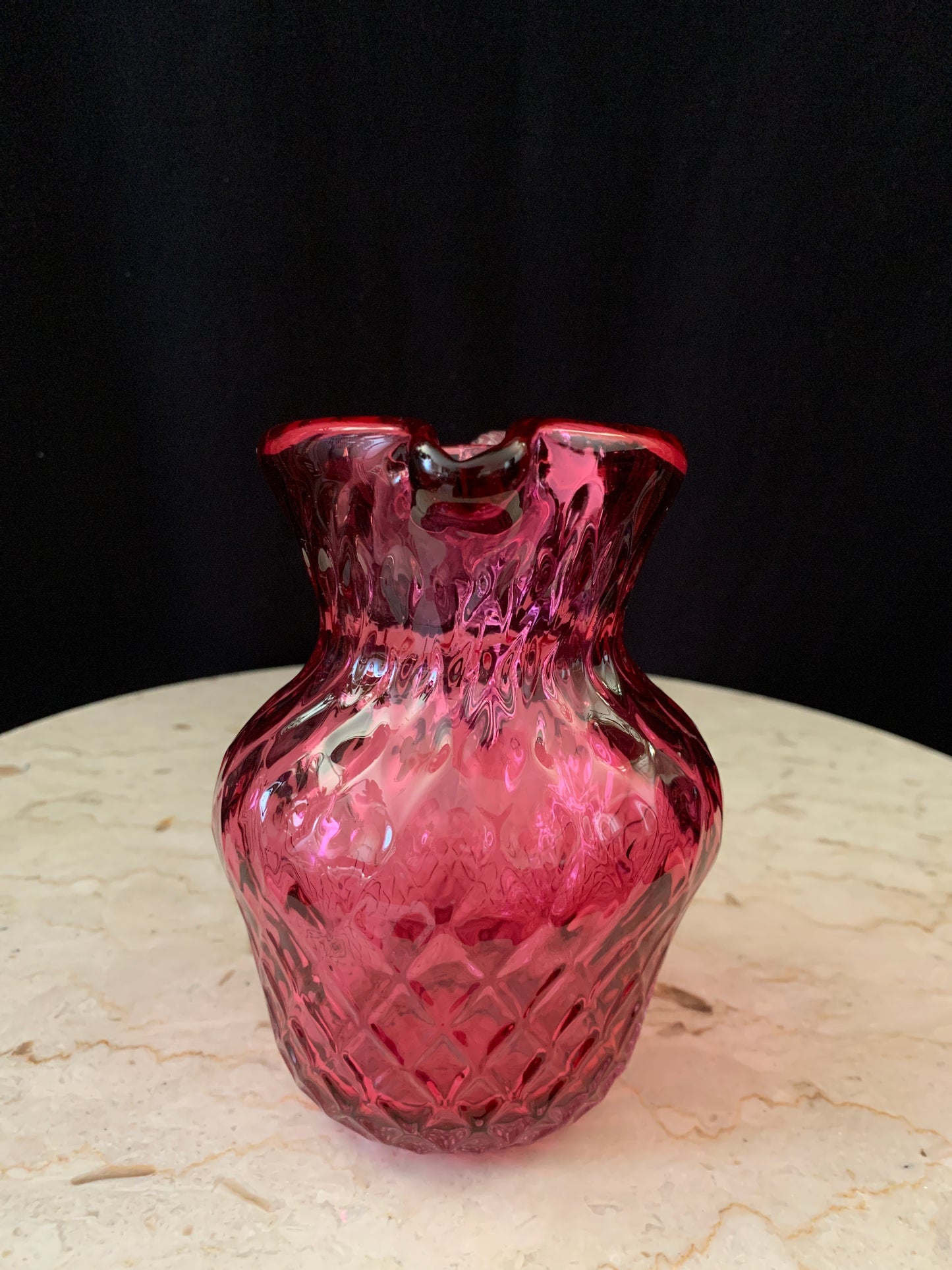 Cranberry Glass Pitcher Vintage Blown Glass Pitcher