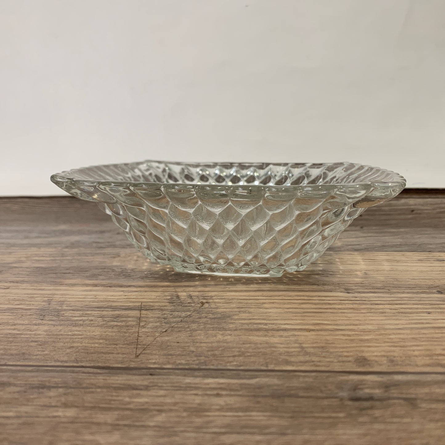 Vintage Anchor Hocking Square Bowl with Fish Scale Pattern