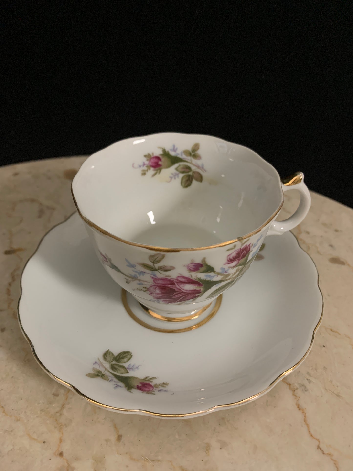Pair of Mismatched Pink Floral Teacups Tea for Two Teacups with Pink Roses