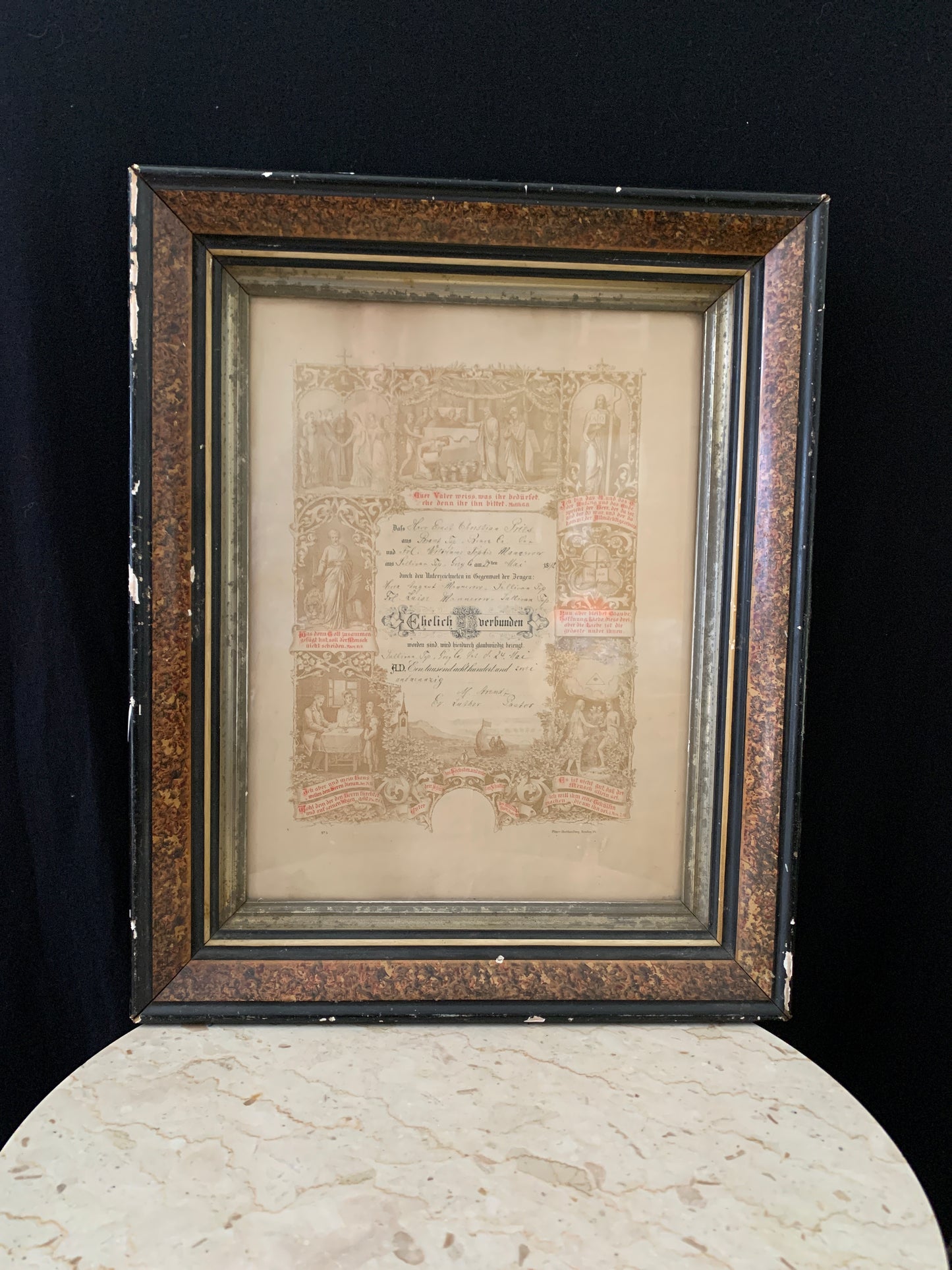 Antique Birth Certificate 1892 Framed Certificate of Birth