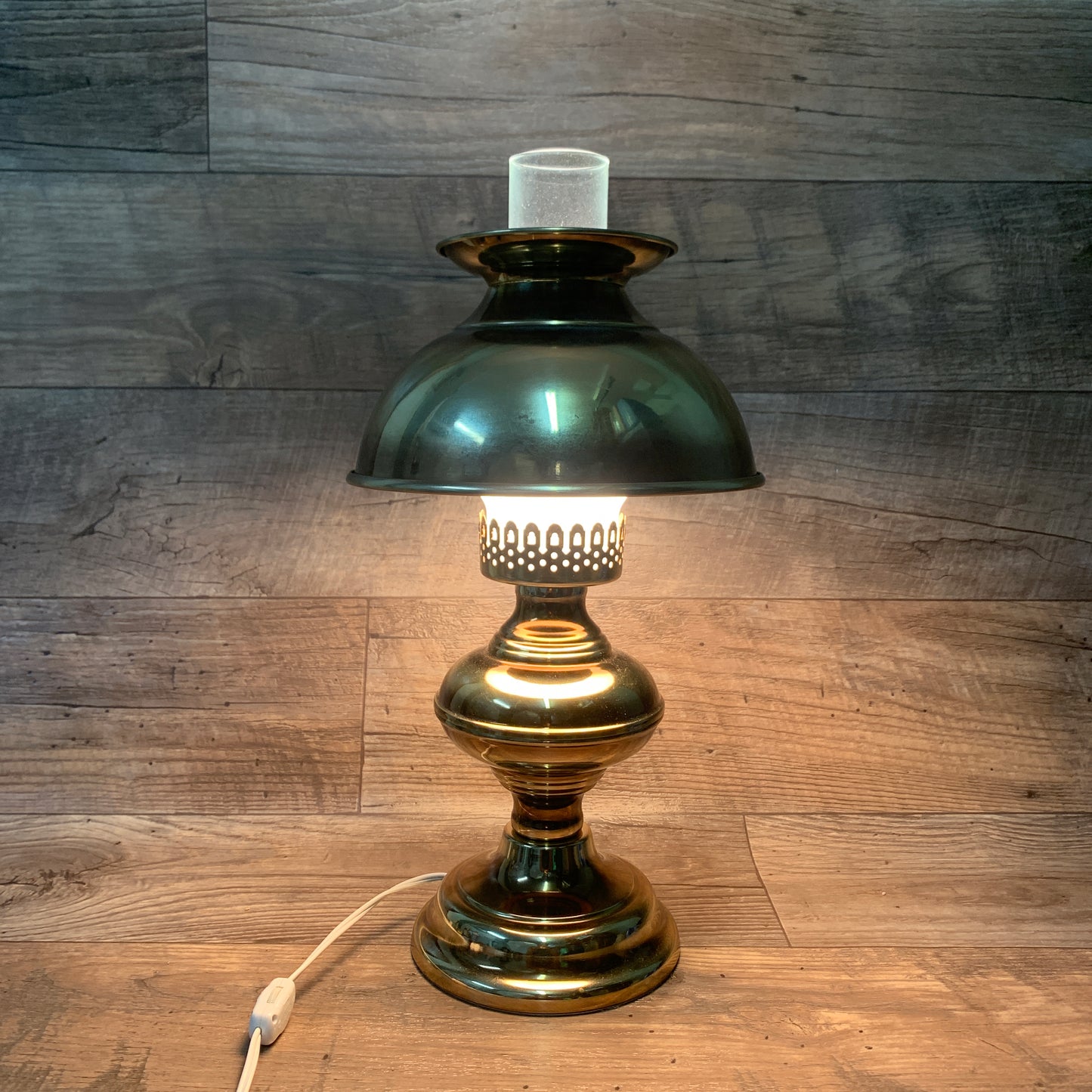 Vintage Brass Lamp, Electric Oil Lamp Style, Vintage Table Lamp