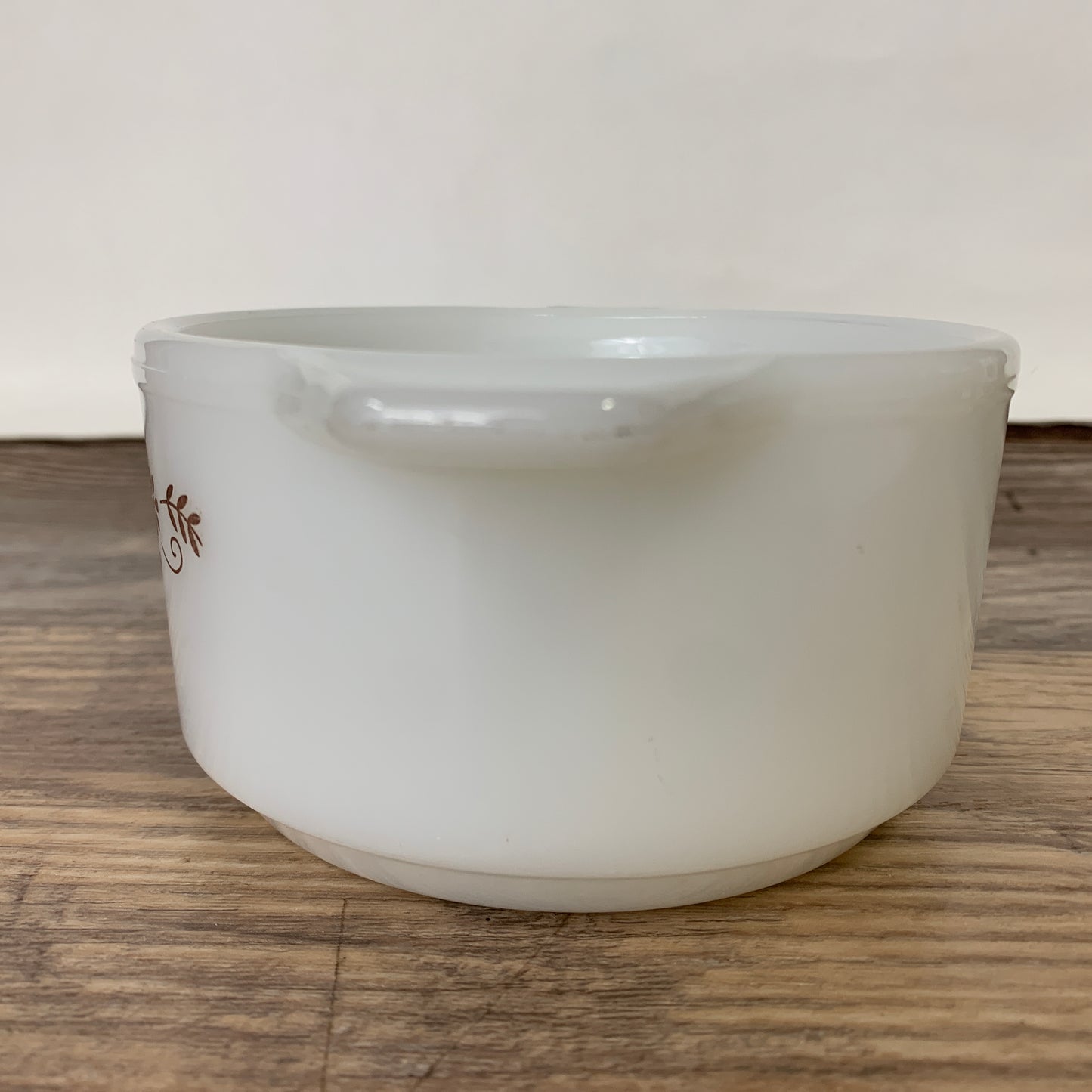 Vintage Pyr-O-Rey Dynaware Brown Floral Daisy Appetizer/Dip Glass Bowl White