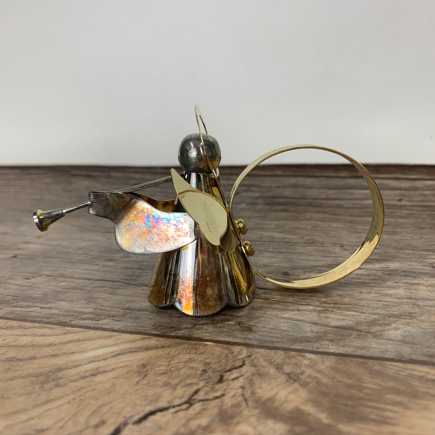Silver and Gold Angel Napkin Rings. Set of 4 Musical Angel Napkin Rings