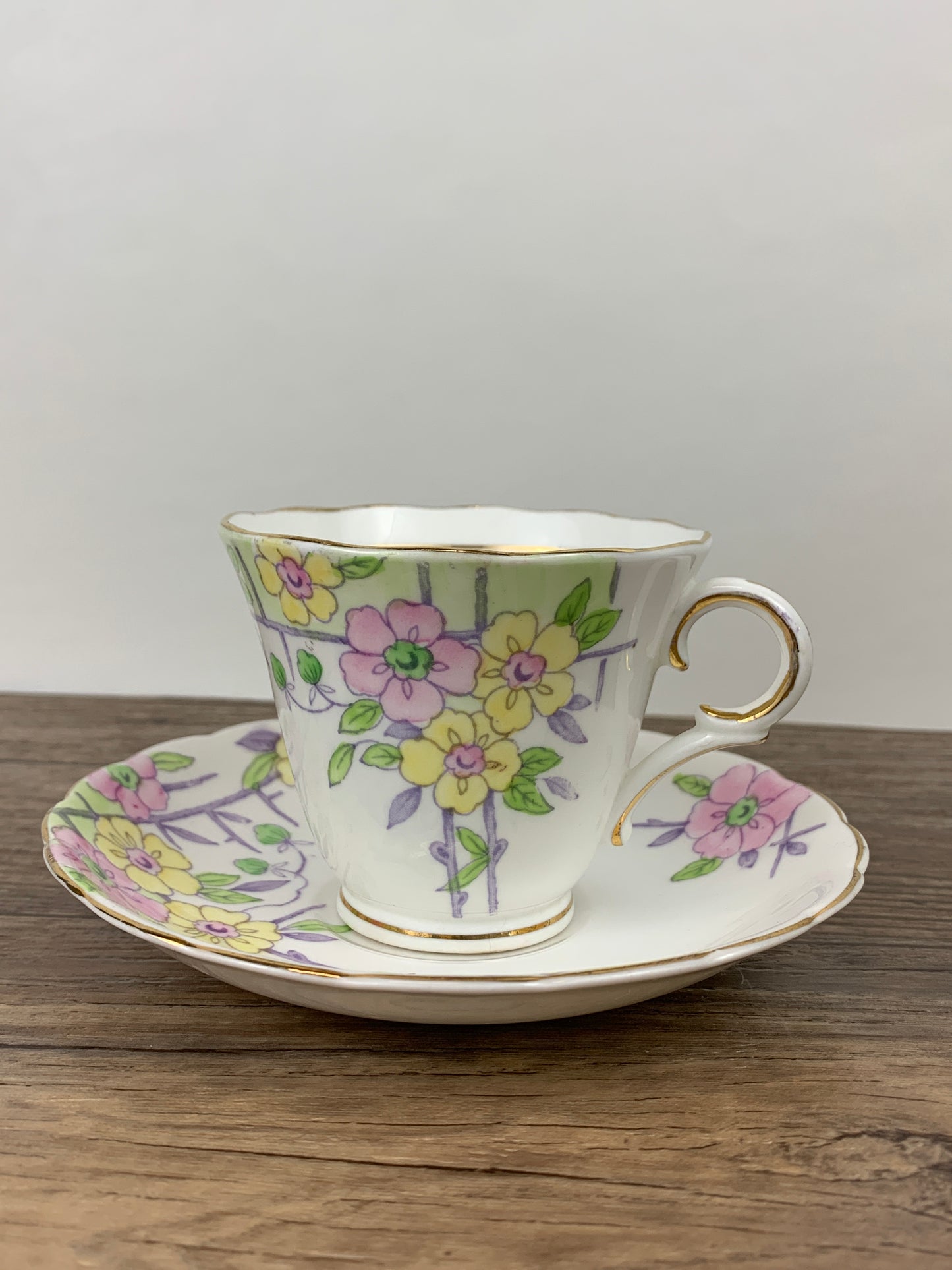 Pink and Yellow Floral Tea Cup Colclough China Vintage Teacup