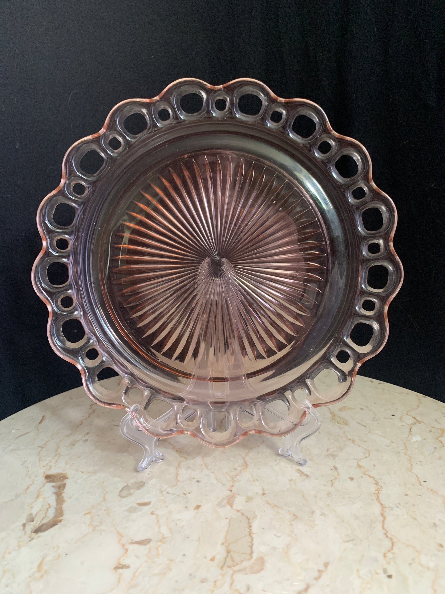 Pink Depression Glass Dinner Plate Old Colony Laced Edge Hocking Glass Company