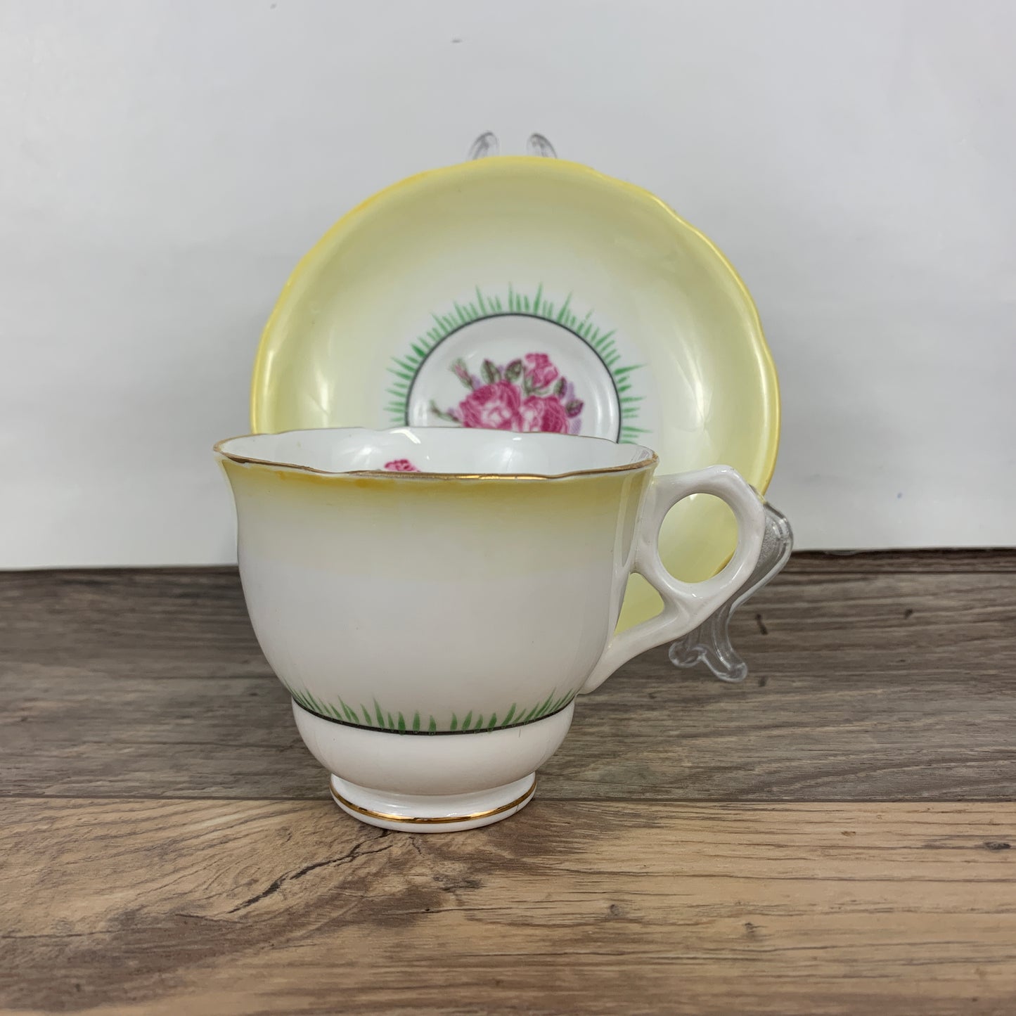 Yellow and White Vintage China Teacup Royal Stafford China Avon Tea Cup