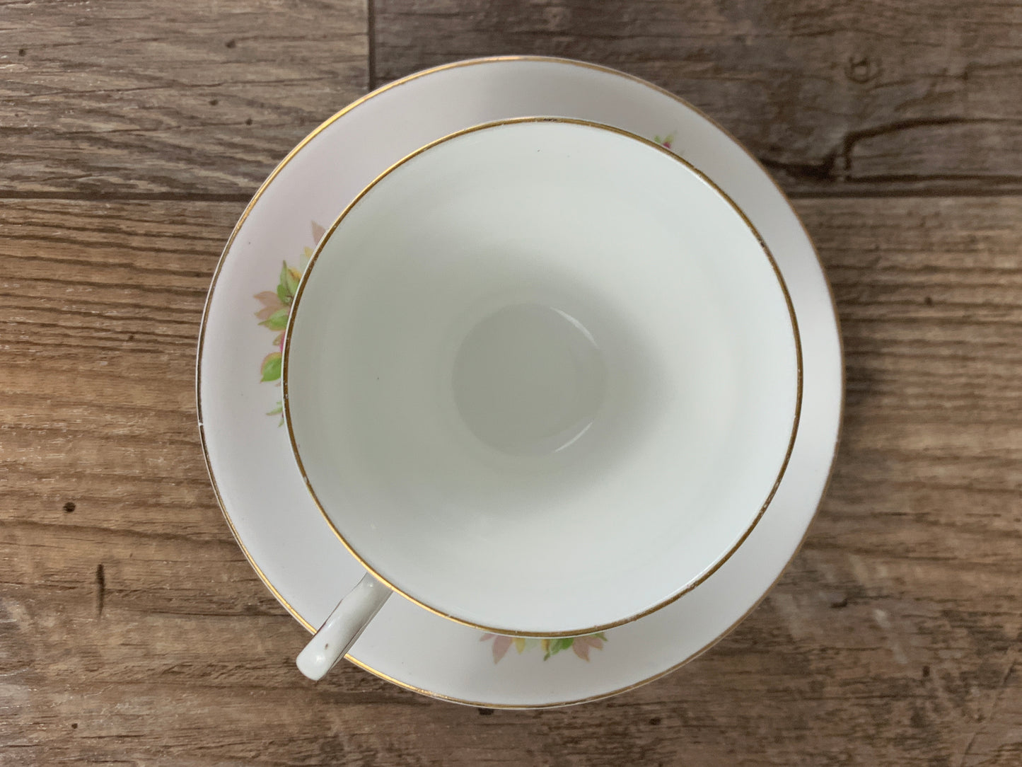Pink Floral Vintage Teacup and Saucer Made in England Bone China Vintage Tea Cup