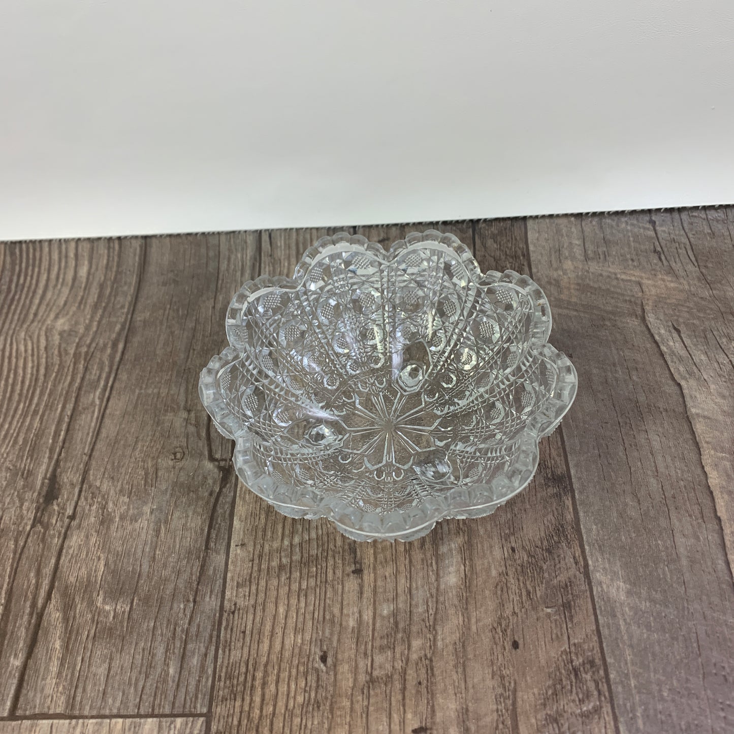 EAPG Pressed Glass Bowl with Crosshatched Hexagon Pattern