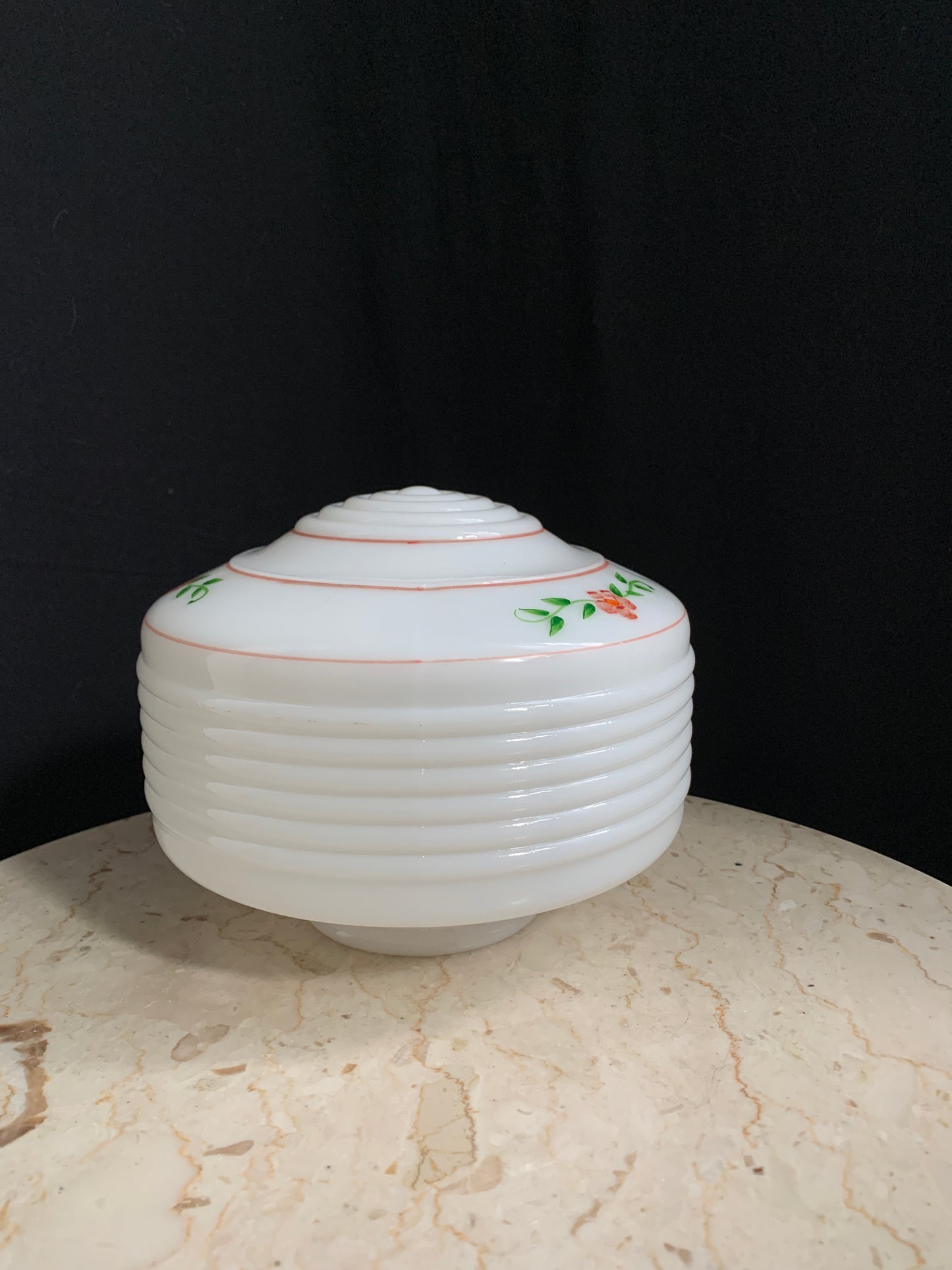 Hand Painted Milk Glass Light Cover