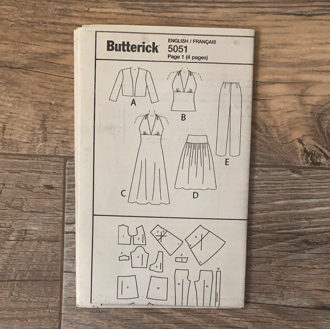 Misses Jacket Top Dress Skirt and Pants Sewing Pattern Size 14 to 20 Butterick 5051