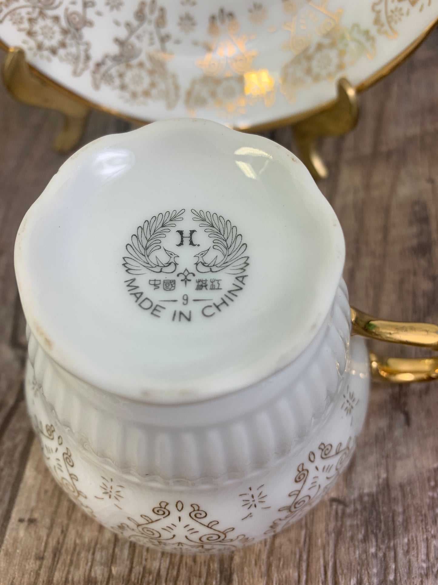 White and Gold Made in China Vintage Tea Cup