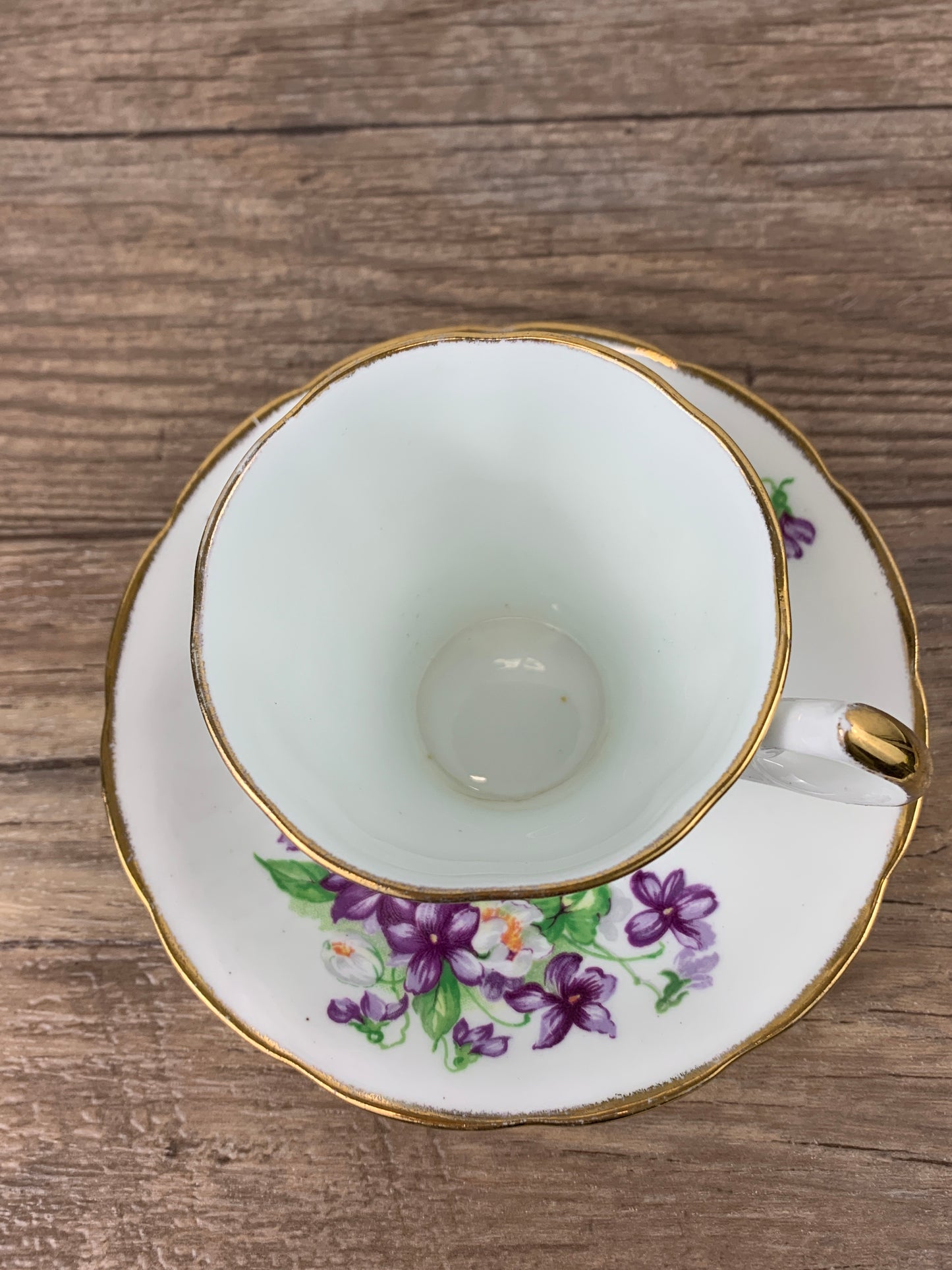 Vintage English Teacup with Purple Violets