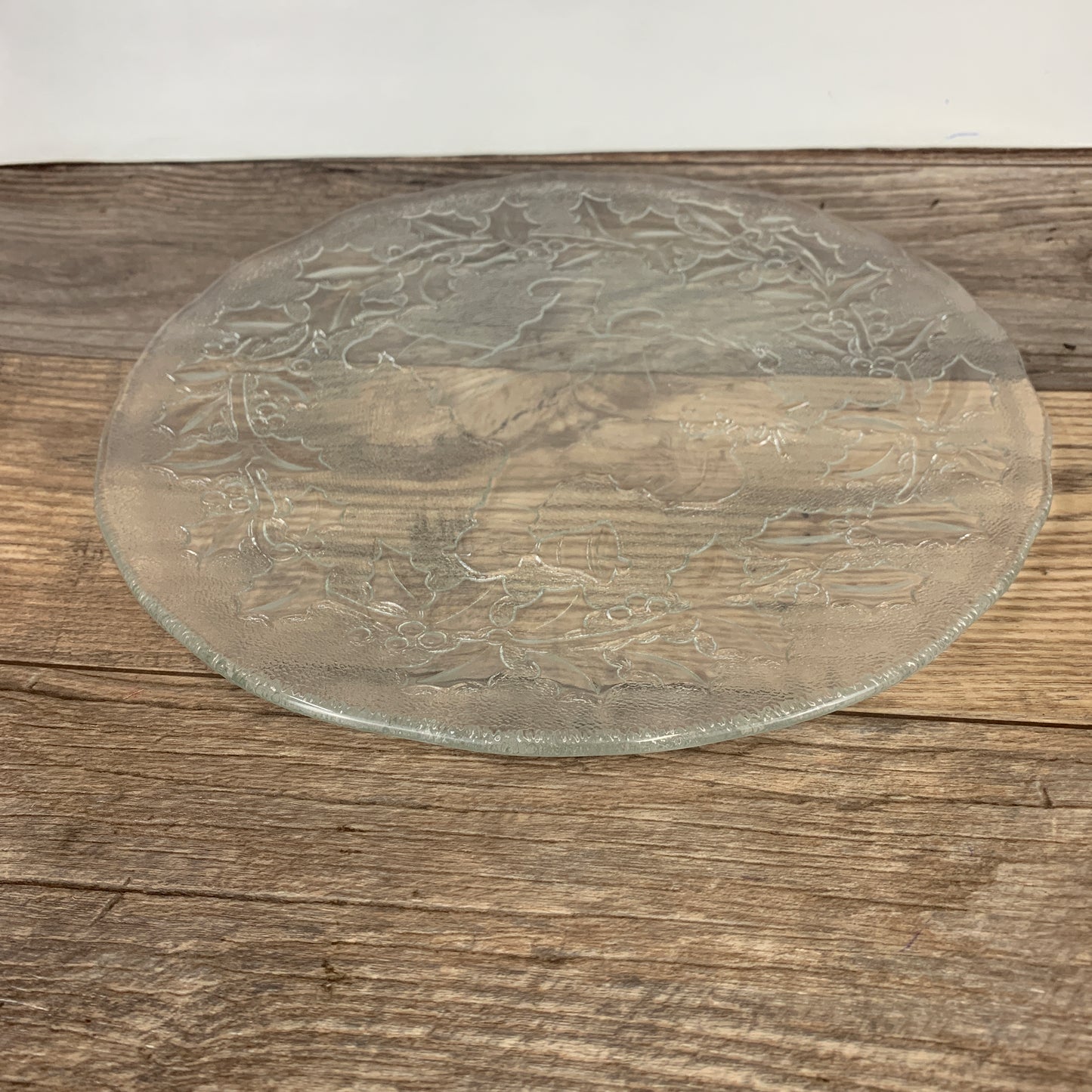 Large Clear Glass Platter, Santa Serving Tray