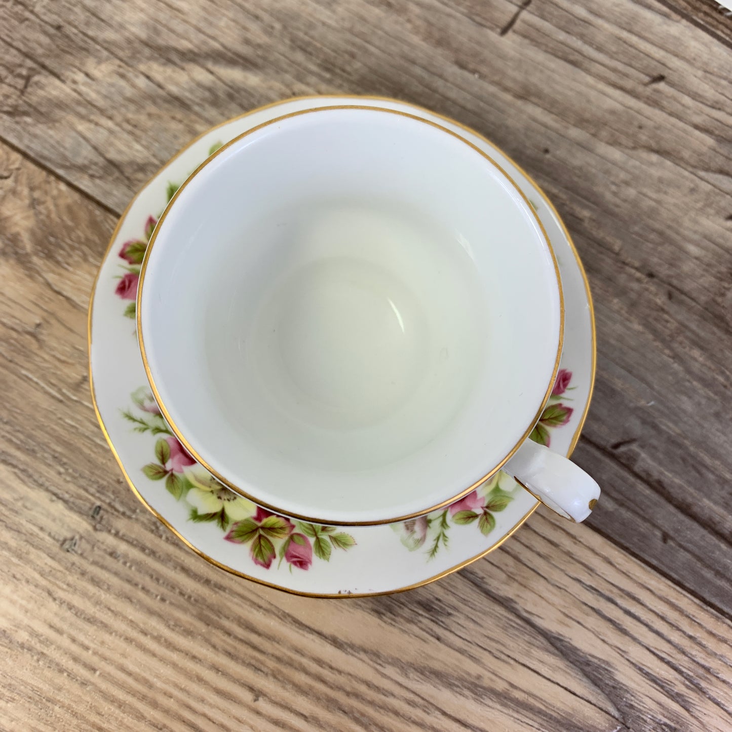 Vintage Bone China Teacup with Tea Rose Floral Pattern
