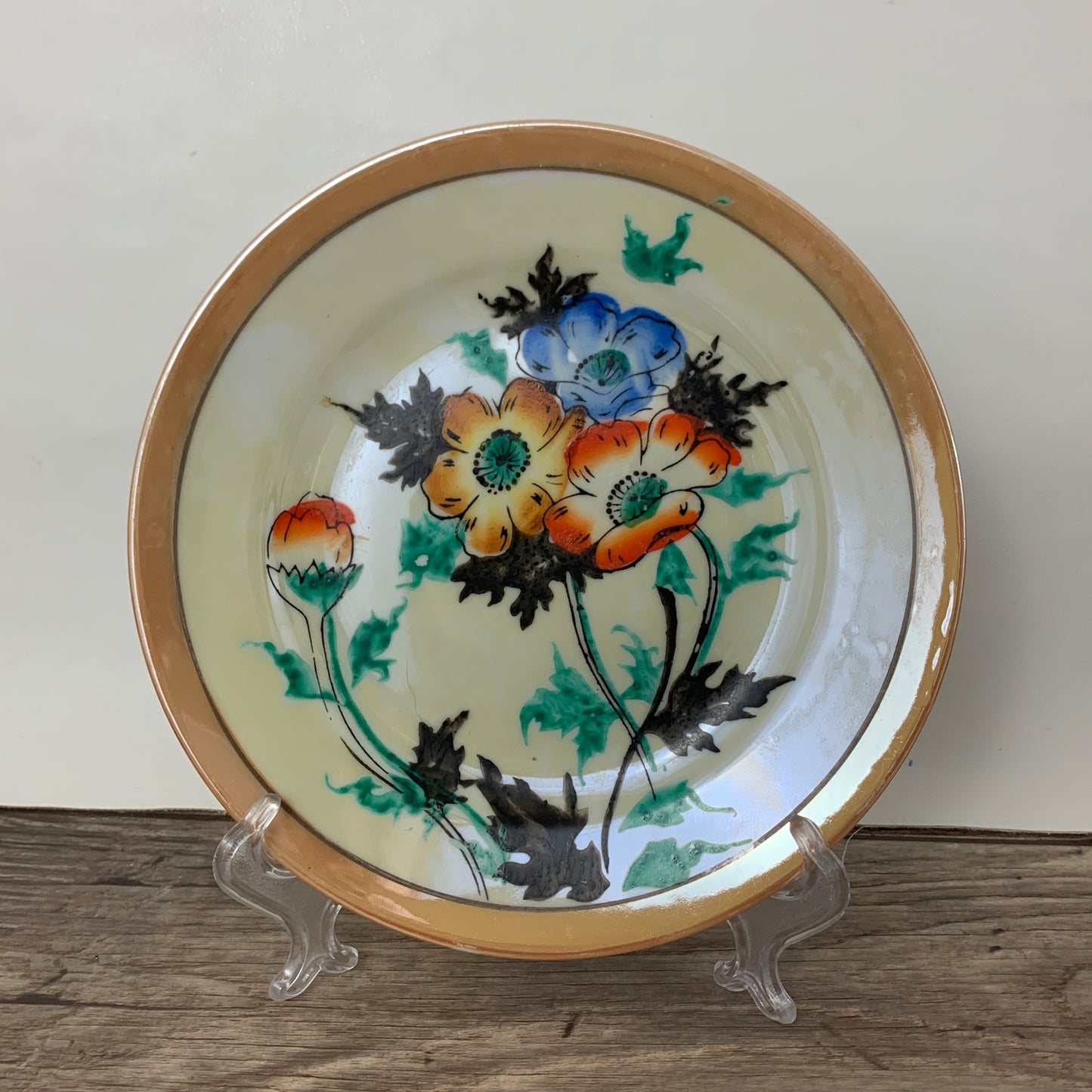 Japan Lusterware Bread Plates with Floral Pattern, Set of 4