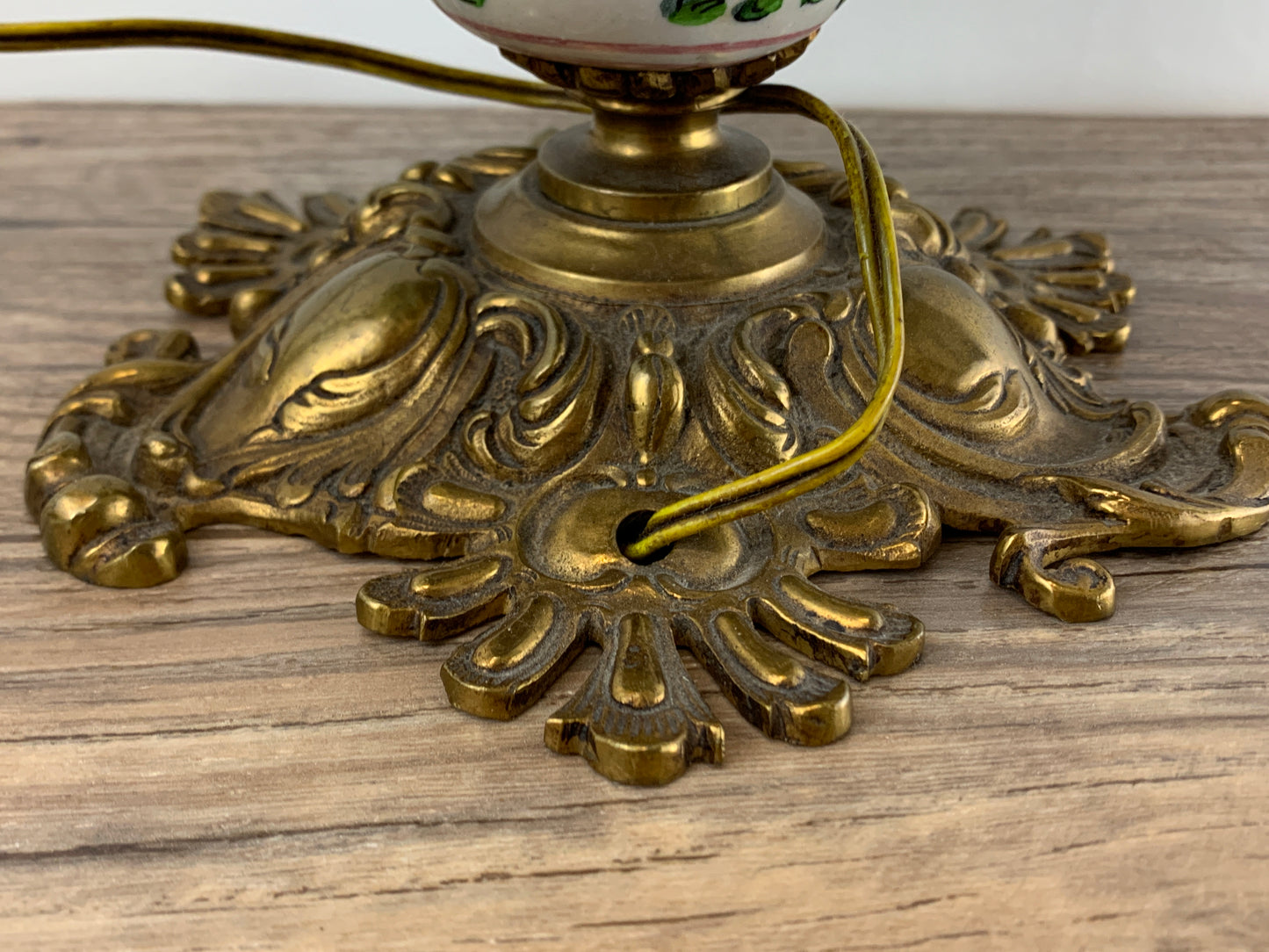 Cast Brass and Ceramic Antique Lamp