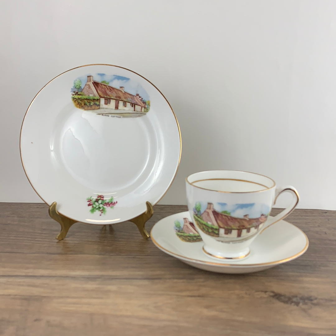 Burns Cottage Souvenir Teacup Trio