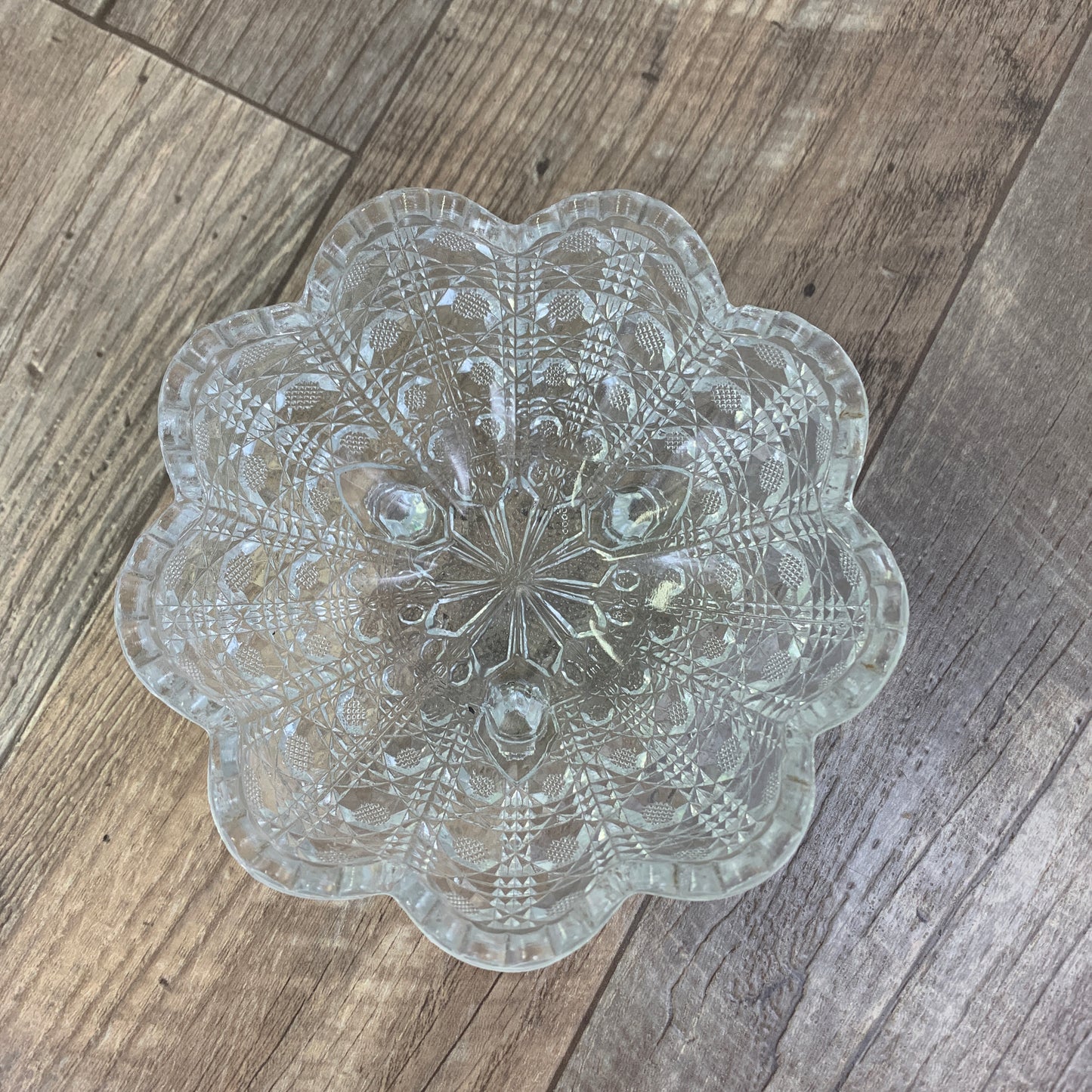 EAPG Pressed Glass Bowl with Crosshatched Hexagon Pattern