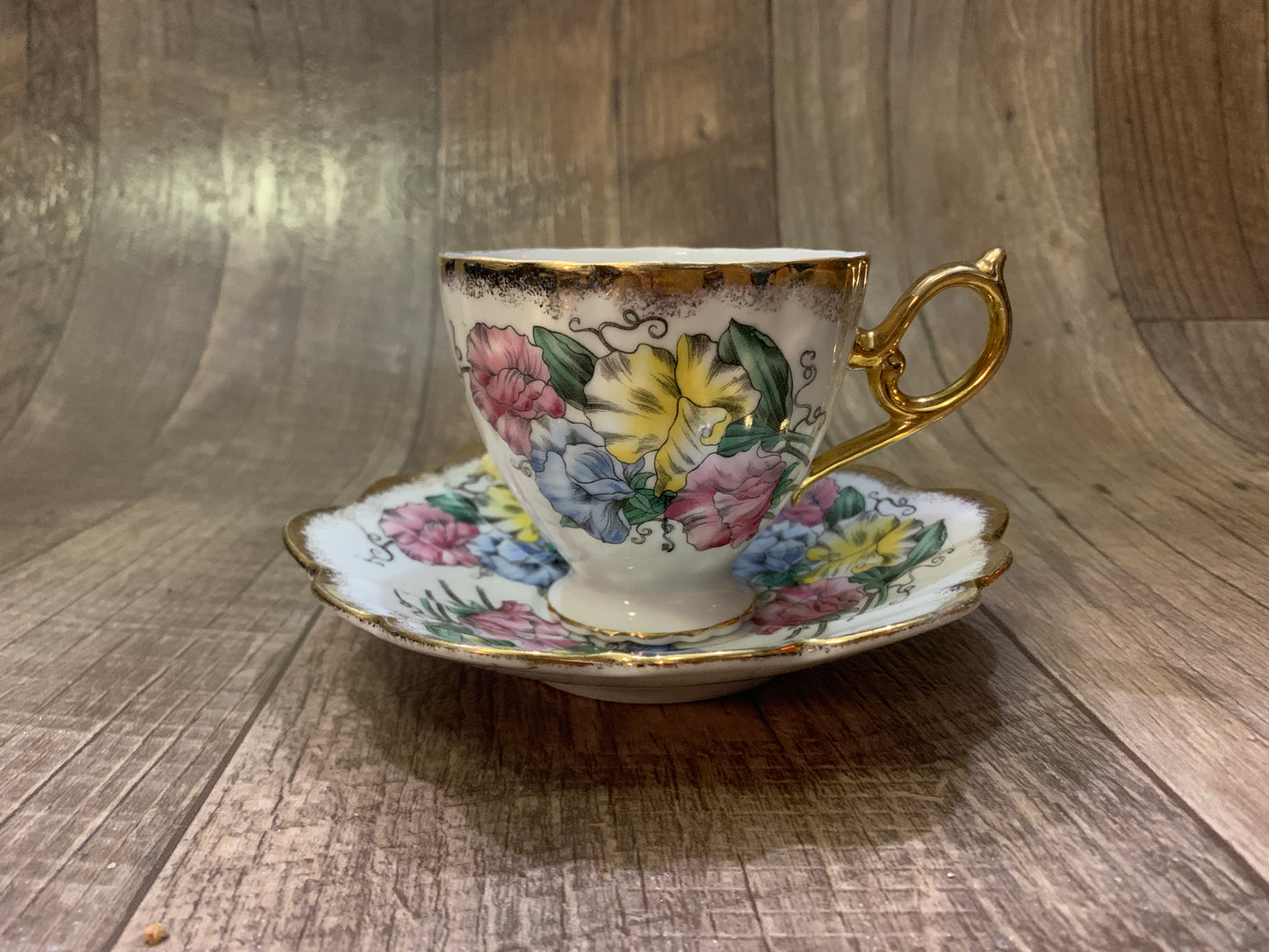 Pink, Blue, and Yellow Shafford Tea Cup and Saucer Set Tea Lovers Gift Grand Millennial Style