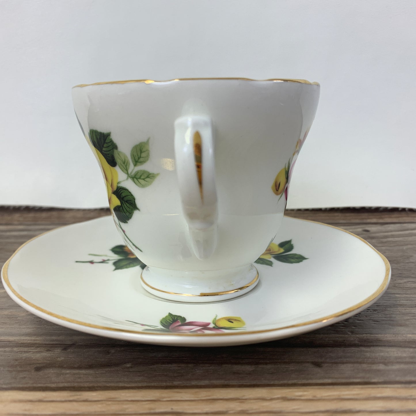 Crown Trent Red and Yellow Floral Vintage Teacup and Saucer Set