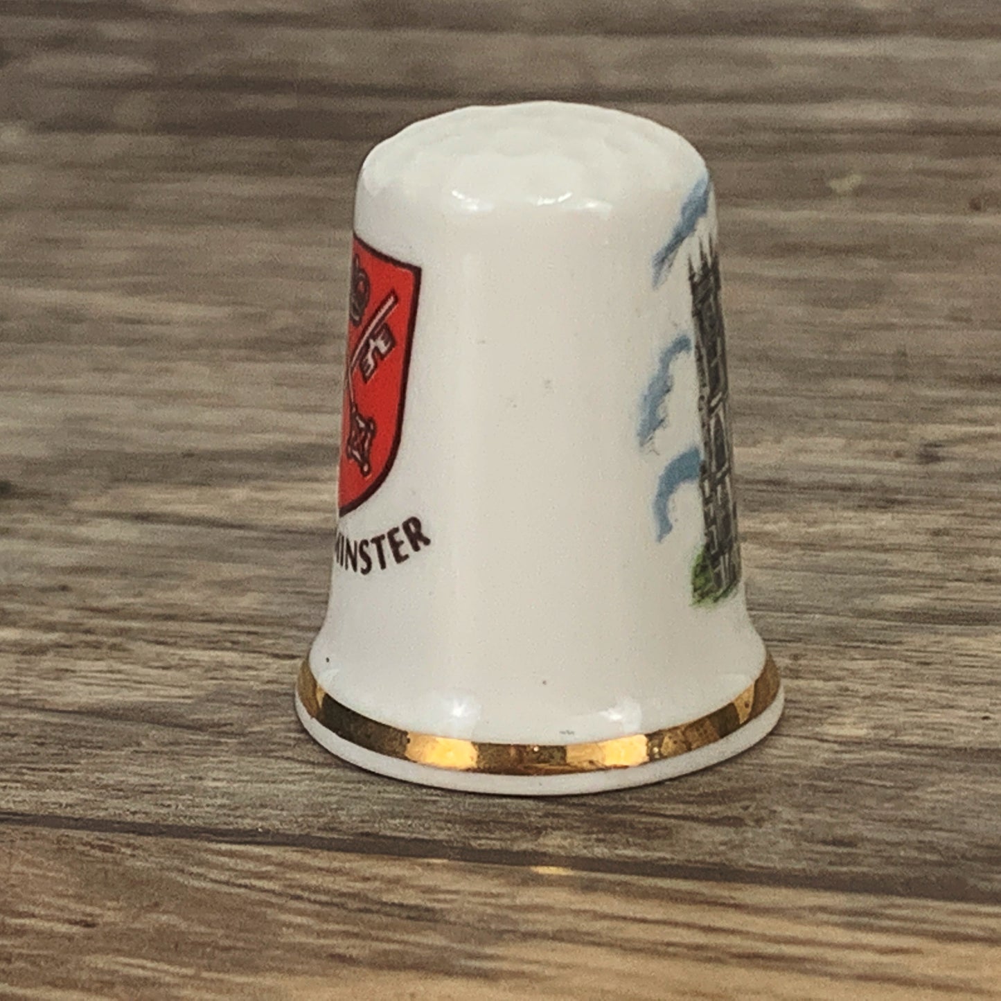 Bone China Thimble York Minister Cathedral, Vintage Travel Souvenir