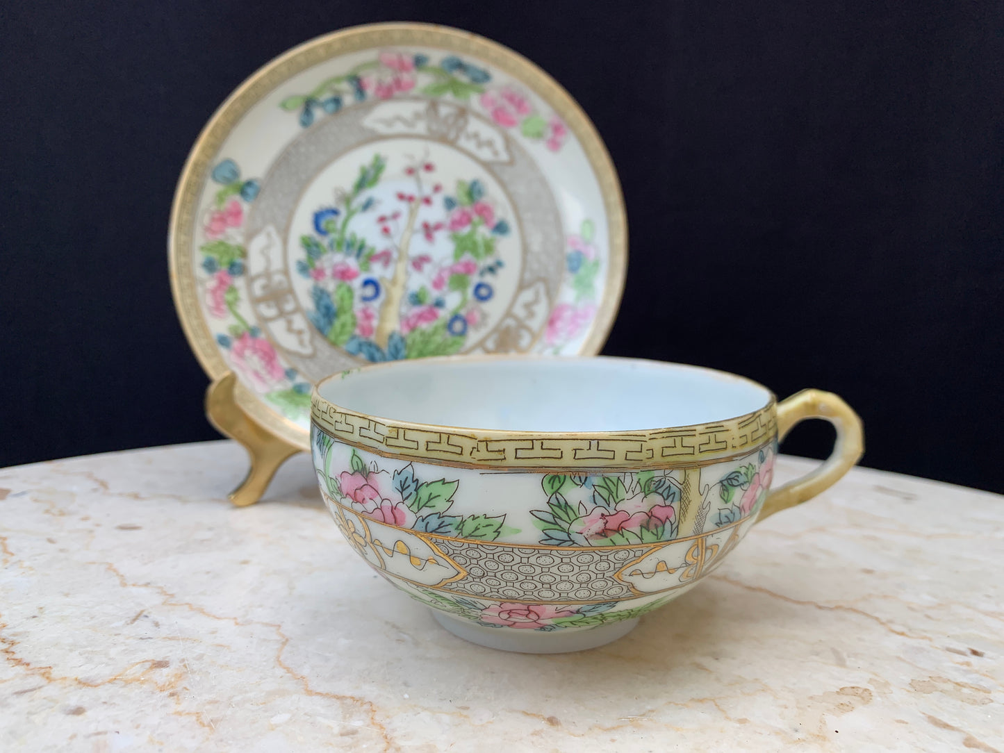 Hand Painted Vintage Tea Cup Wide Mouth Teacup Made in Japan