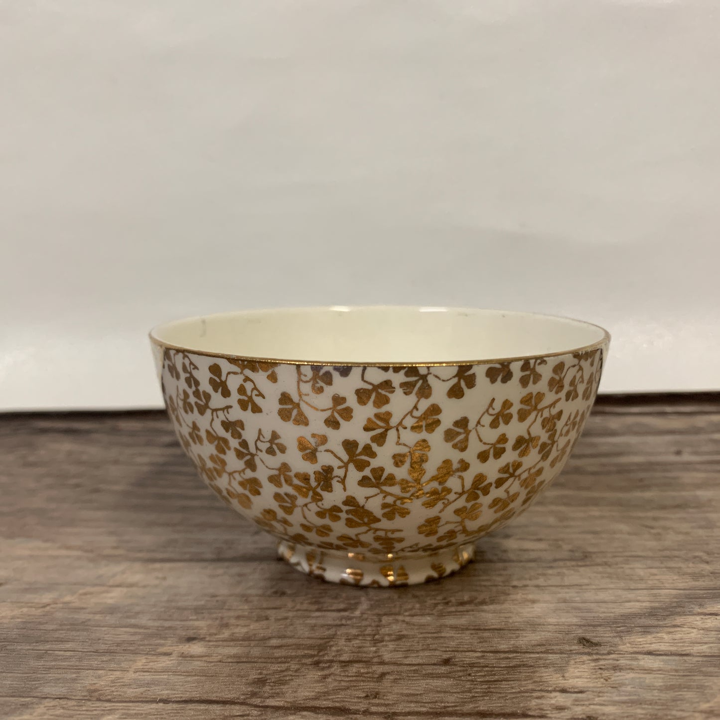 Cream and Sugar Bowl with Gold Shamrock Pattern