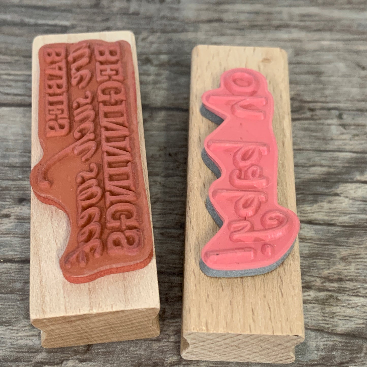 Lot of 2 Wood Mounted Rubber Stamps Oh Baby & Babies are Such Sweet Beginnings