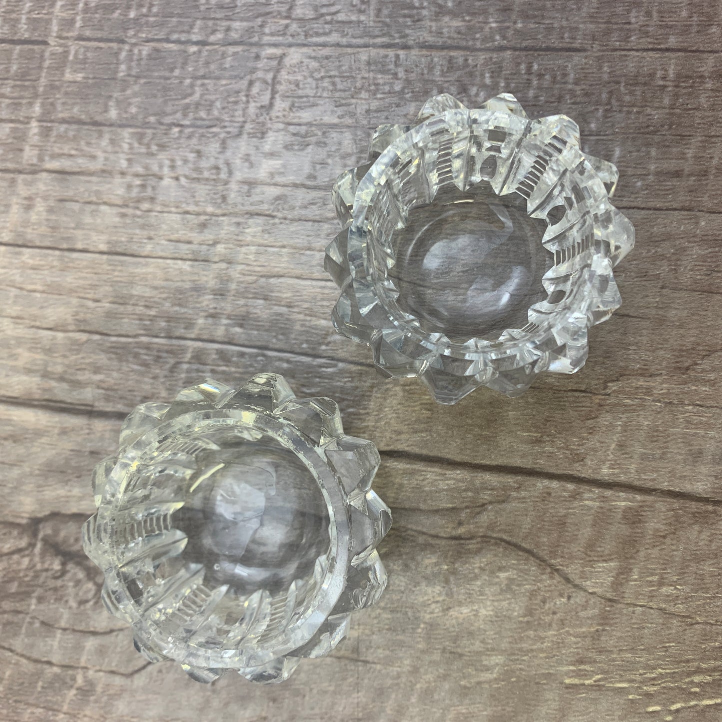 Clear Glass Open Salt Cellar, Cut Crystal Personal Salt Dips