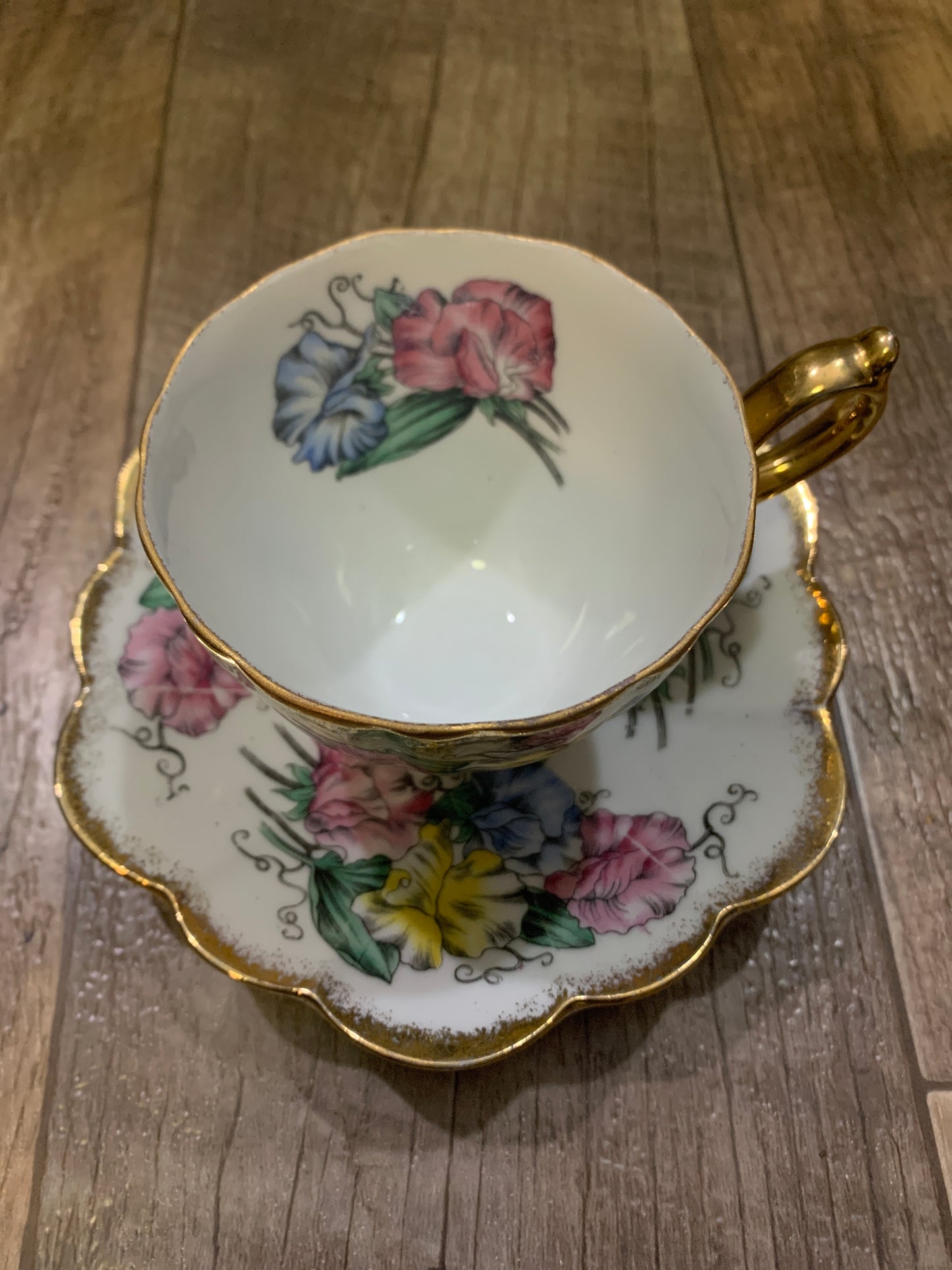 Pink, Blue, and Yellow Shafford Tea Cup and Saucer Set Tea Lovers Gift Grand Millennial Style