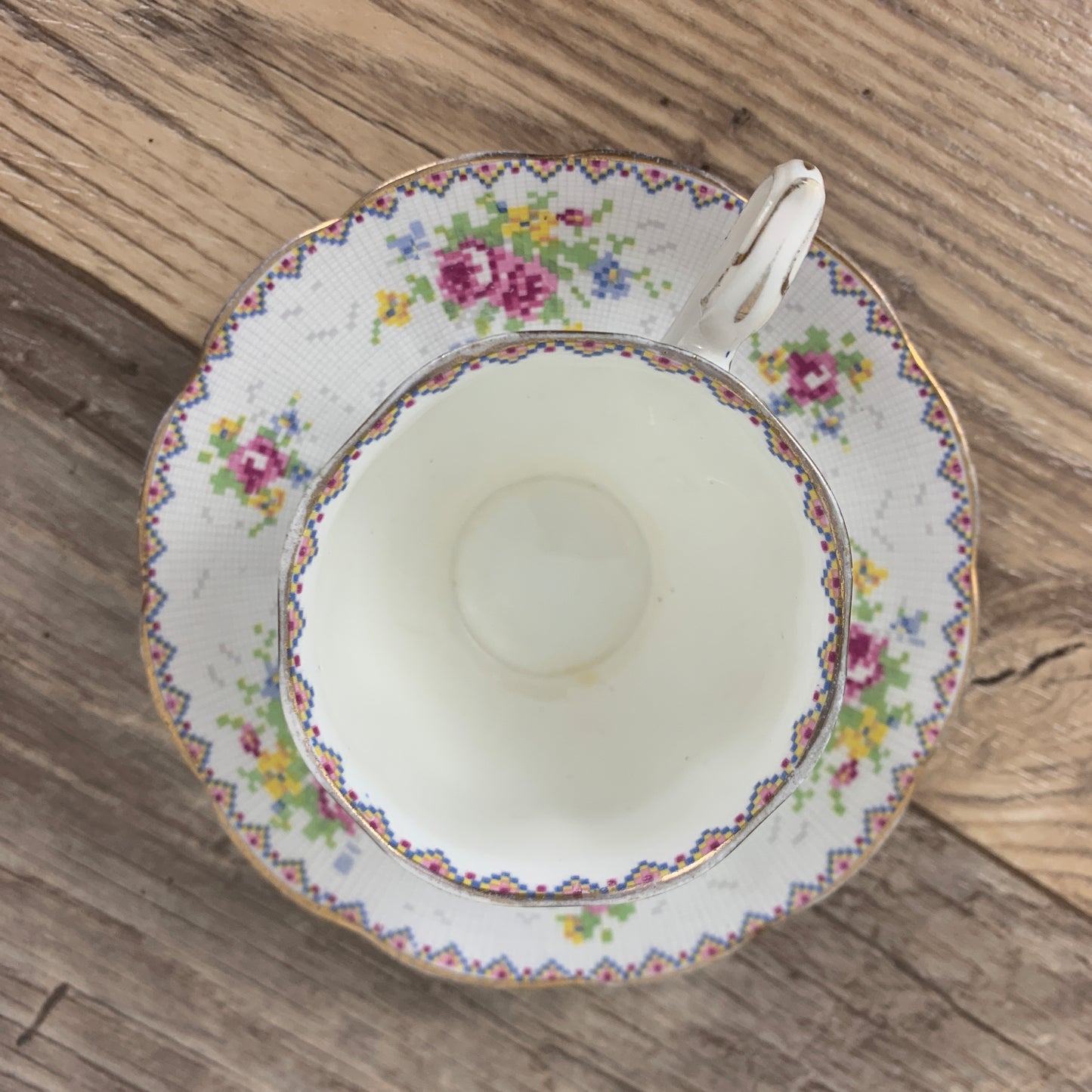 Royal Albert Petit Point Vintage Teacup and Saucer Made in England