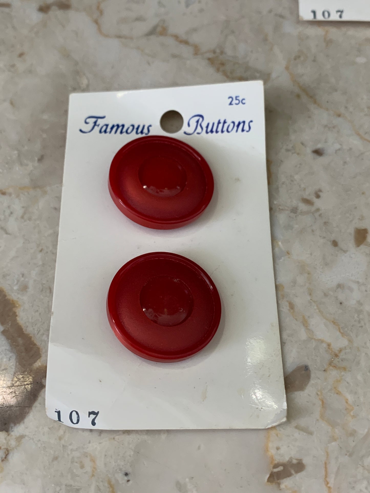 Set of 6 Red Vintage Buttons NOS on original card