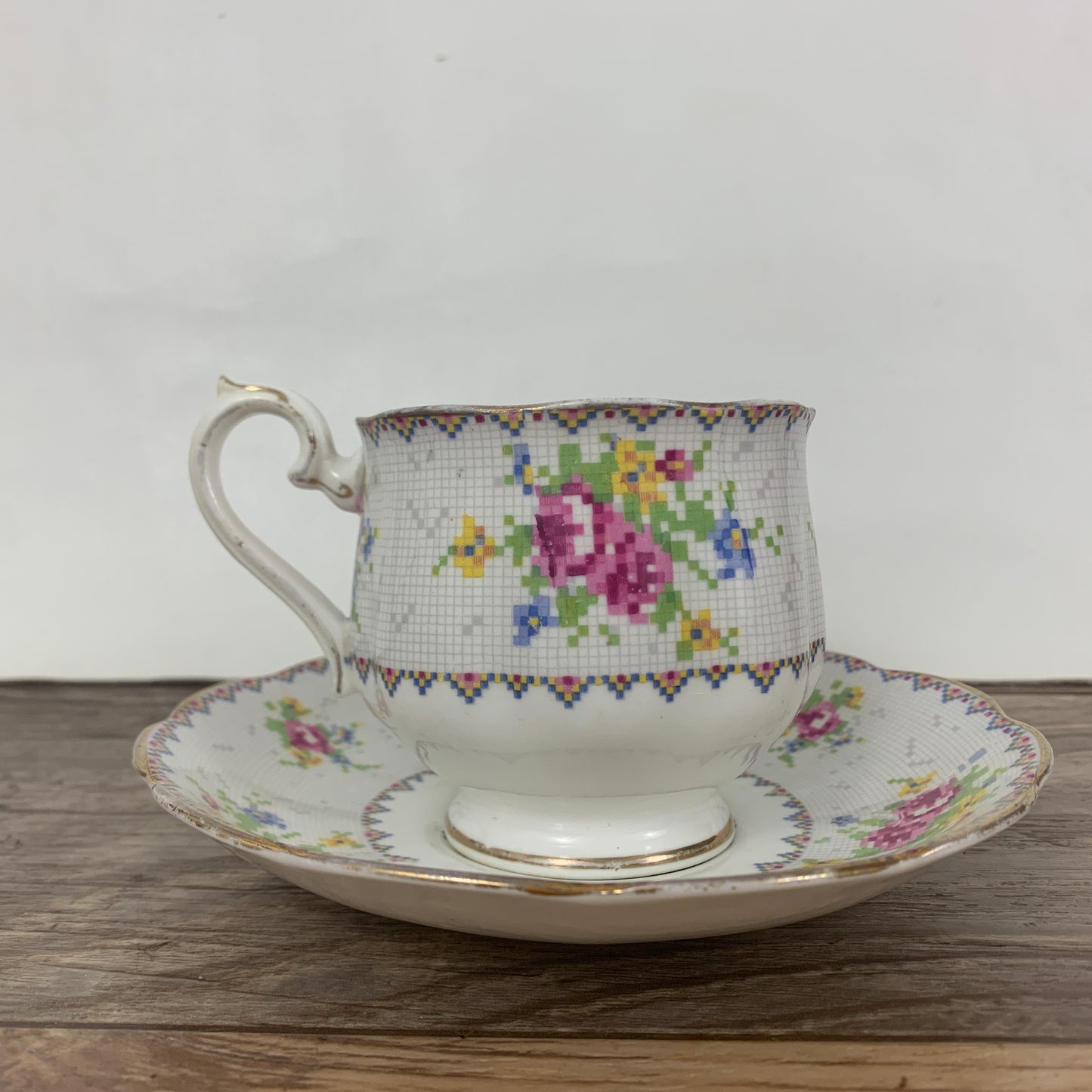 Royal Albert Petit Point Vintage Teacup and Saucer Made in England