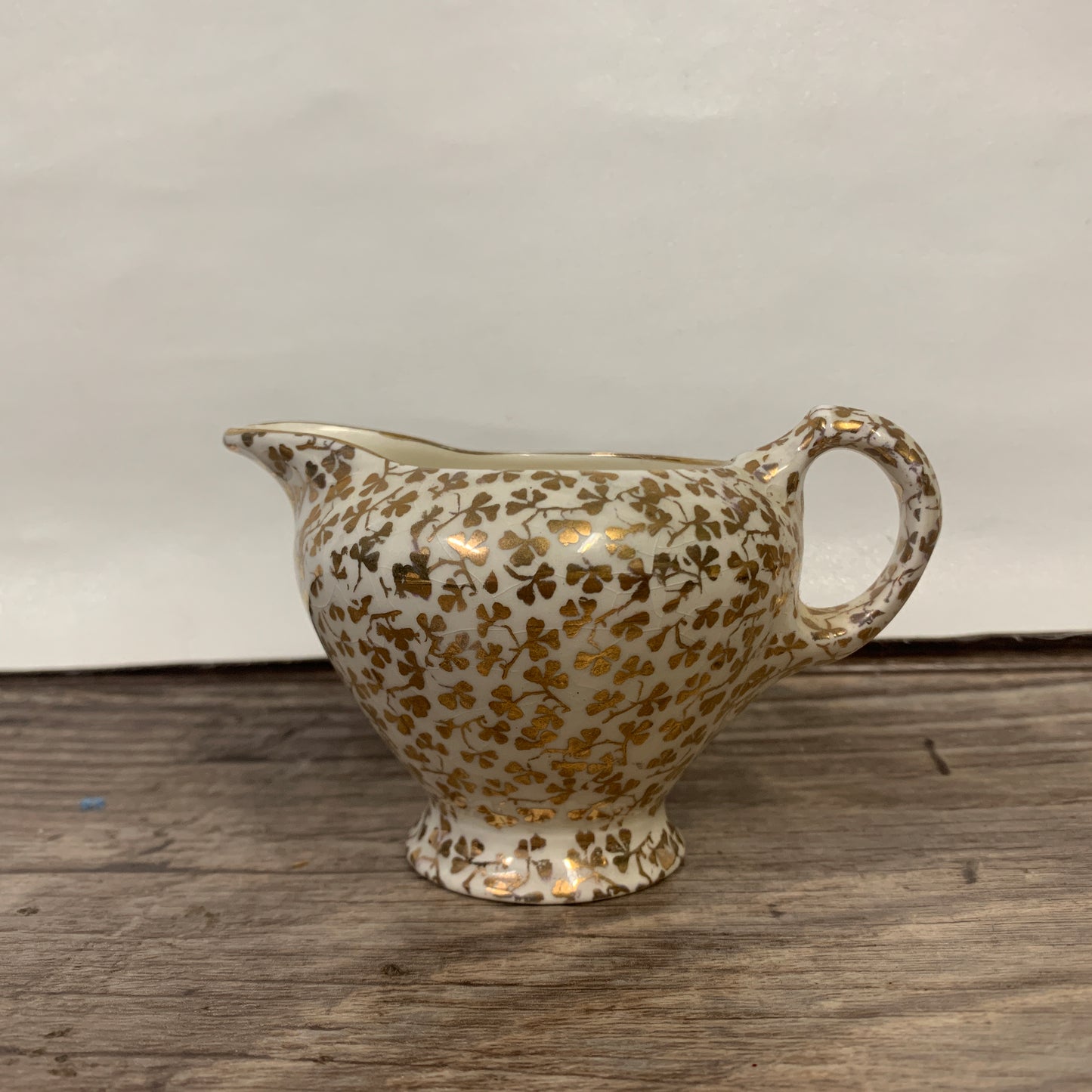 Cream and Sugar Bowl with Gold Shamrock Pattern