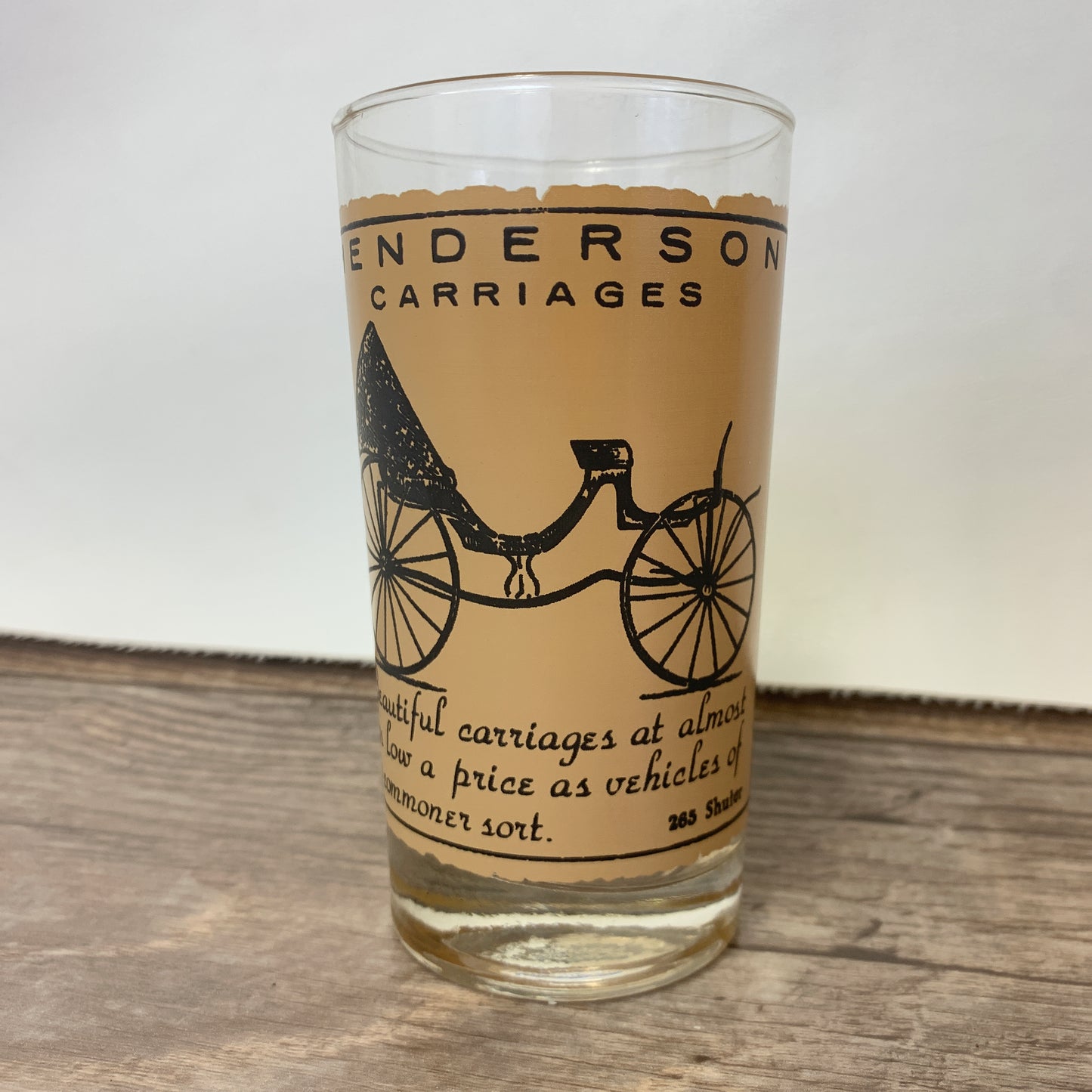 Set of 5 Vintage Juice Glasses with Antique Reproduction Advertising Posters