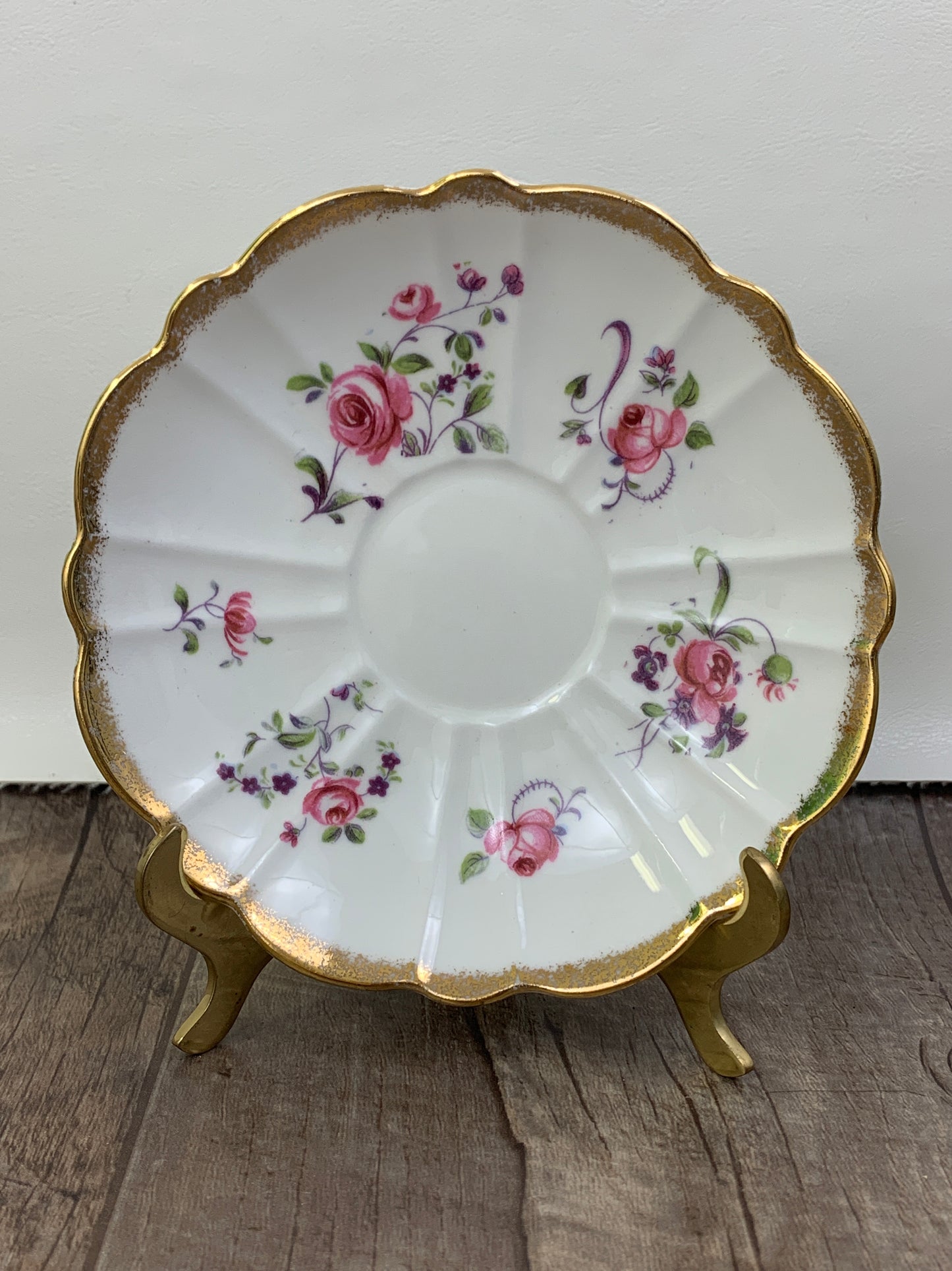 Vintage Floral Teacup and Saucer Pink Flowers Gold Trim Dainty Shape Vintage Gifts